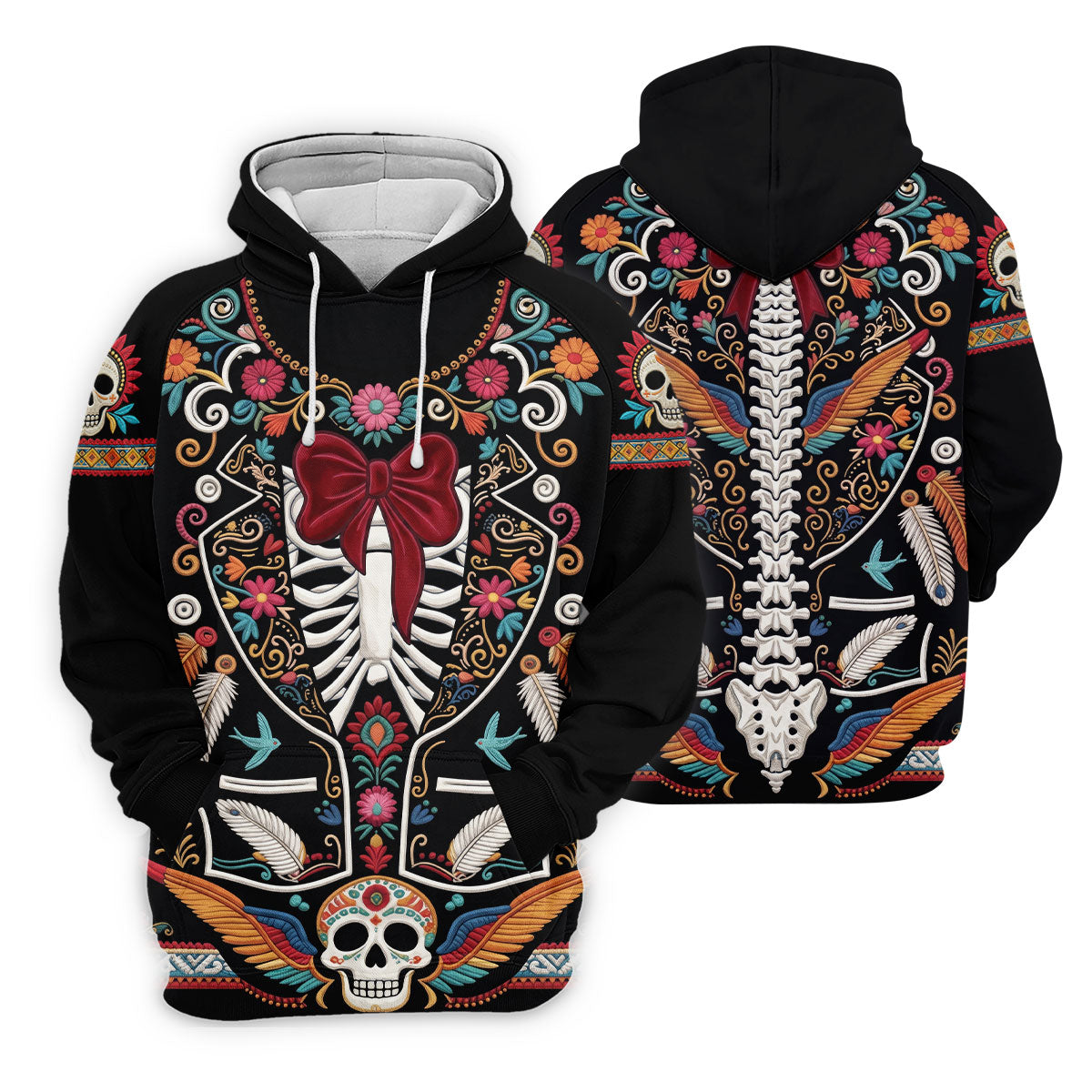Skeleton With Flower Cinco De Mayo Celebration Ladies Golf Tops, Fiesta Theme Golf Shirt For Women