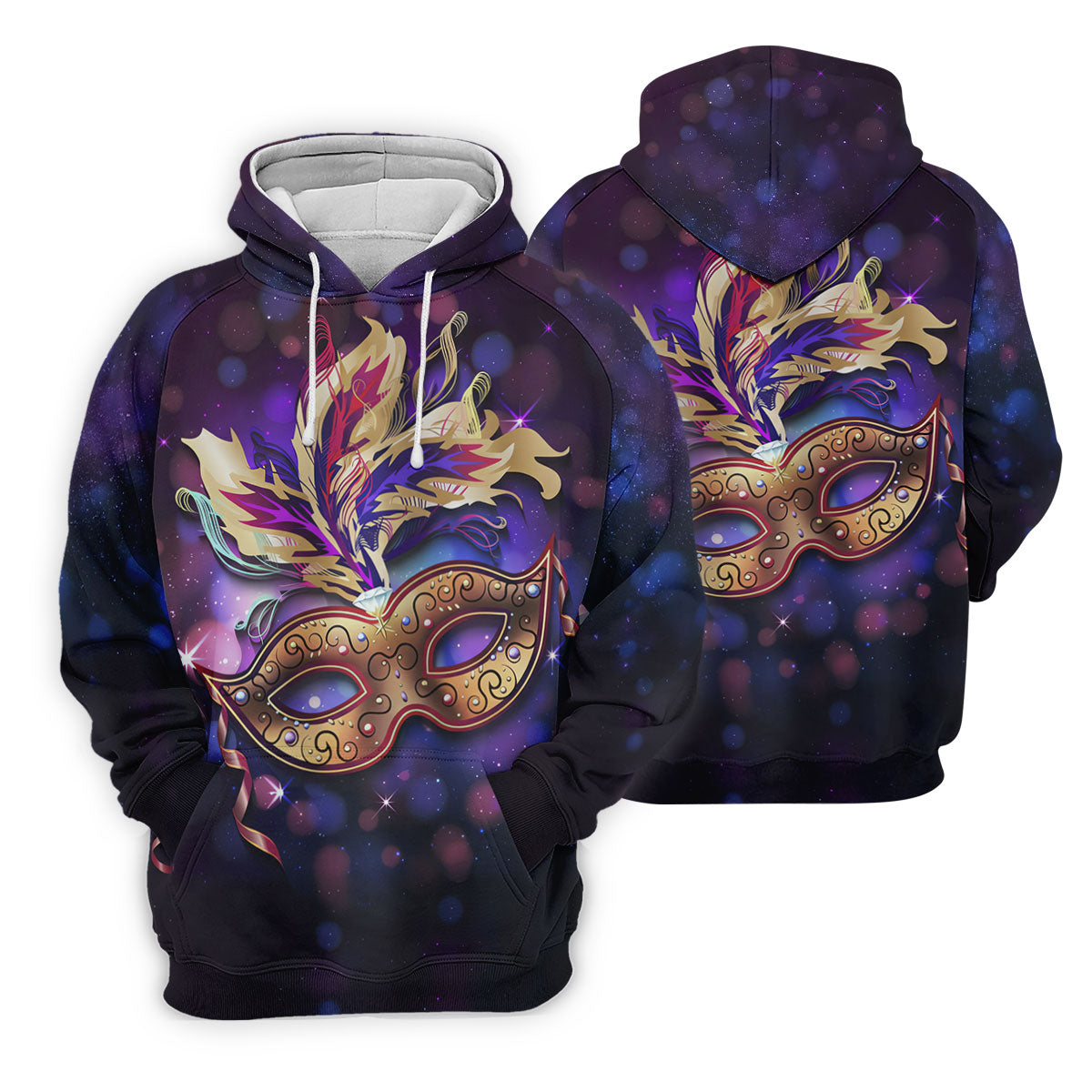 Mardi Gras Mask Feather Ribbon Purple Golf Shirt, Women's Golf Tops, Ladies Golf Shirt