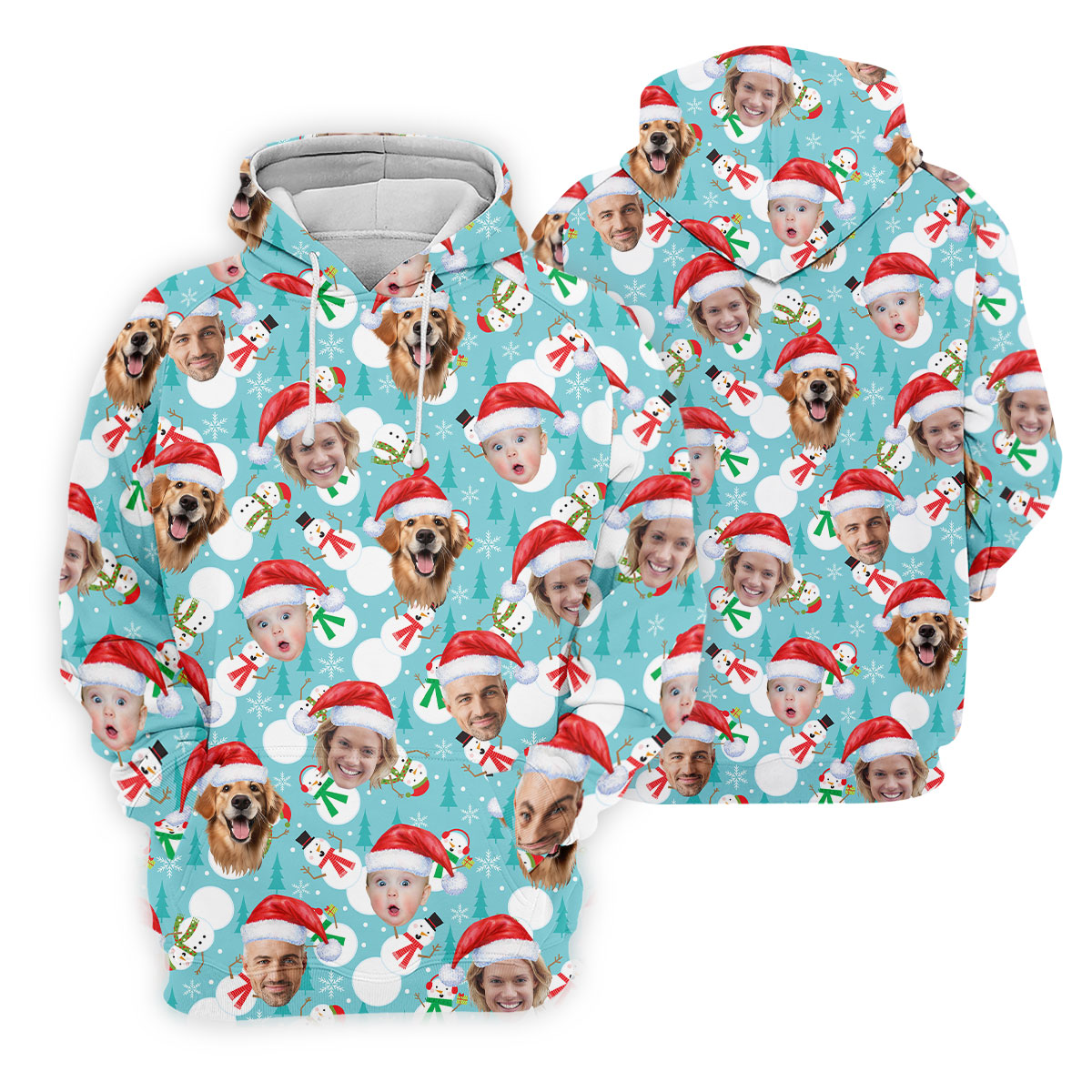 Custom Face Cute Snowman Ice Blue Christmas Golf Shirt, Ladies Golf Tops, Golf Gifts For Women
