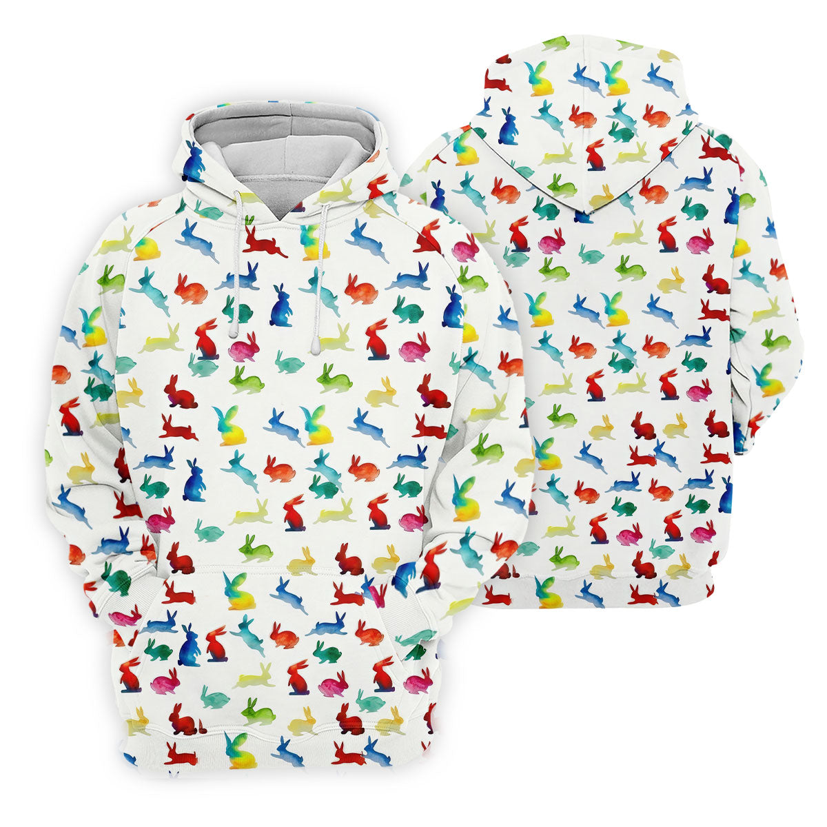 Colorful Bunny Funny Golf Shirt, Easter Bunny Pattern Golf Shirt For Women, Ladies Golf Shirts