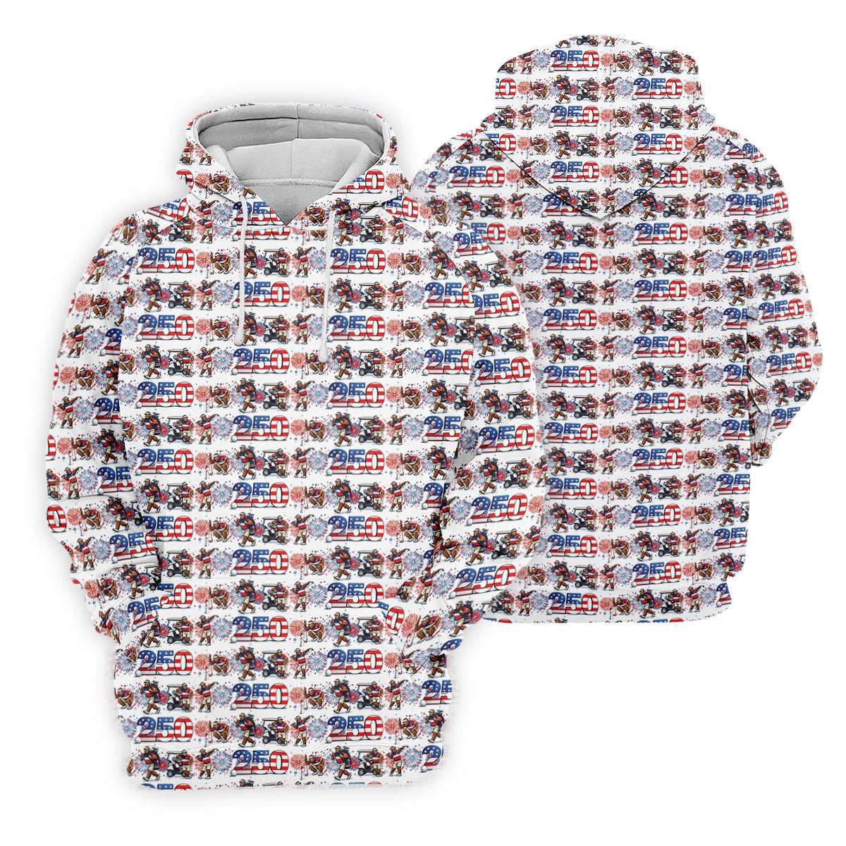 Funny Bigfoot Golf Pose Patriotic 4th Of July White Golf Shirt, 250 Years Golf Shirt For Women