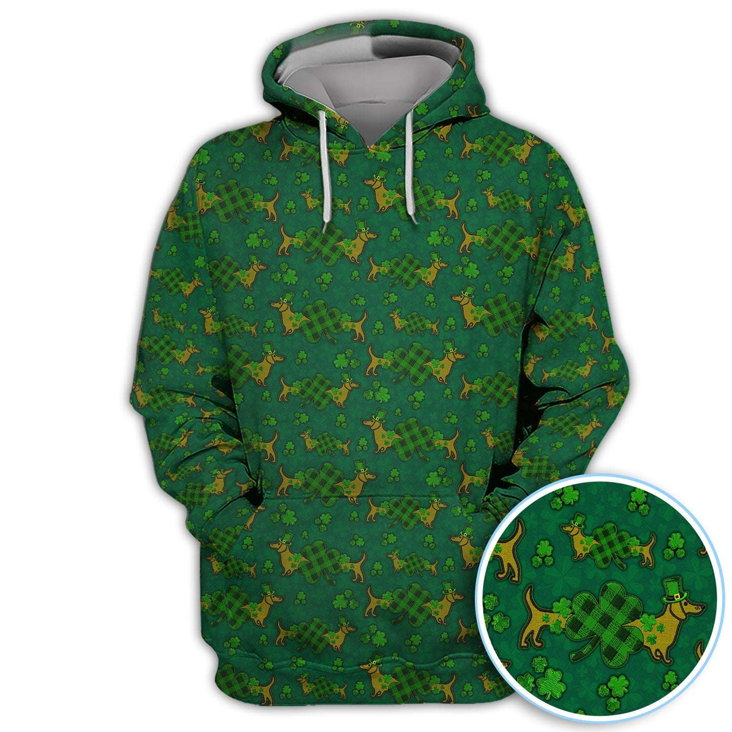 St. Patrick’s Day Golf Polos, Funny Dachshund Shamrock Golf Shirt For Men, Crazy Golf Gift For Golfer
