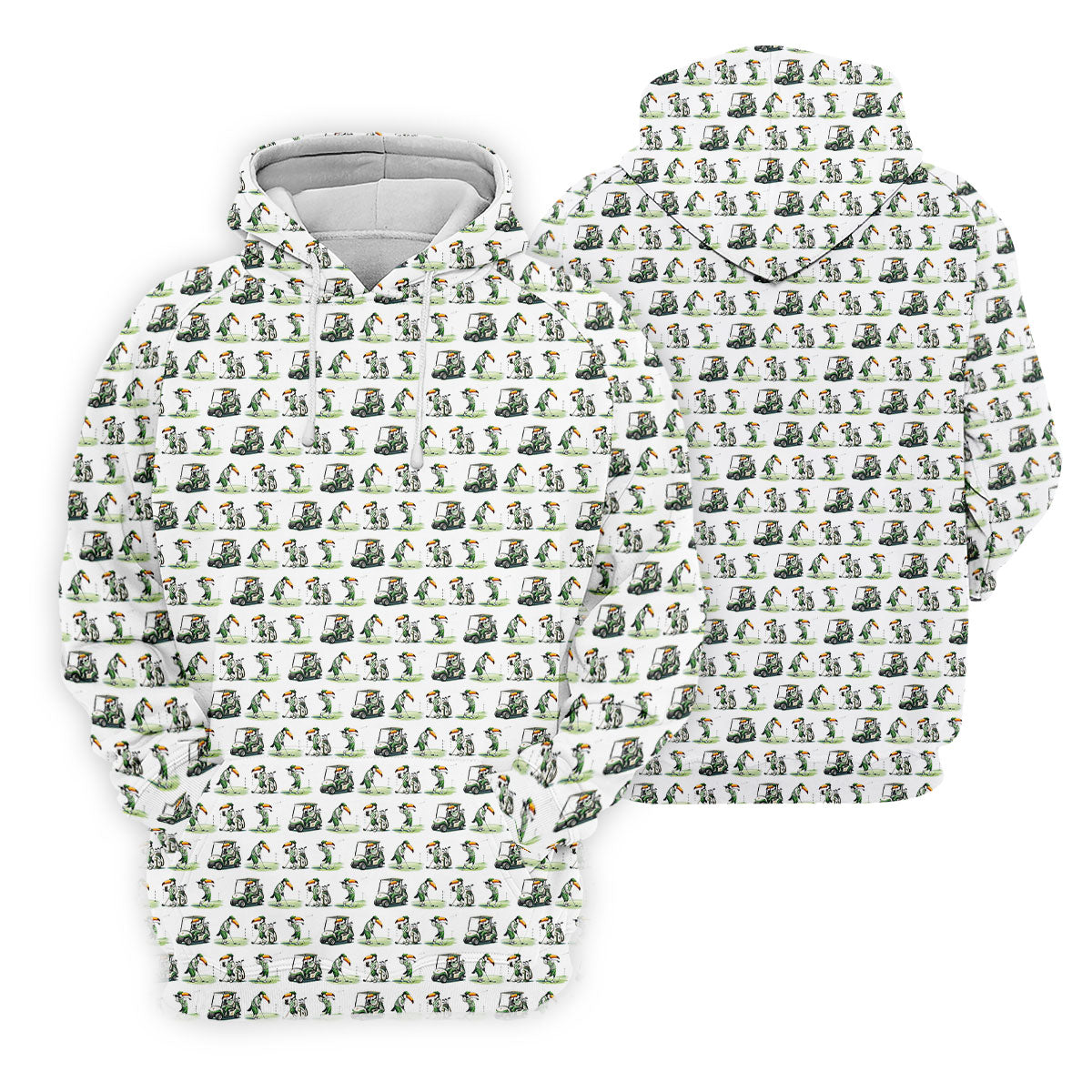 Funny Toucan Golf Pose White And Green Ladies Golf Tops, Fun Women's Golf Shirts, Golf Shirt For Women