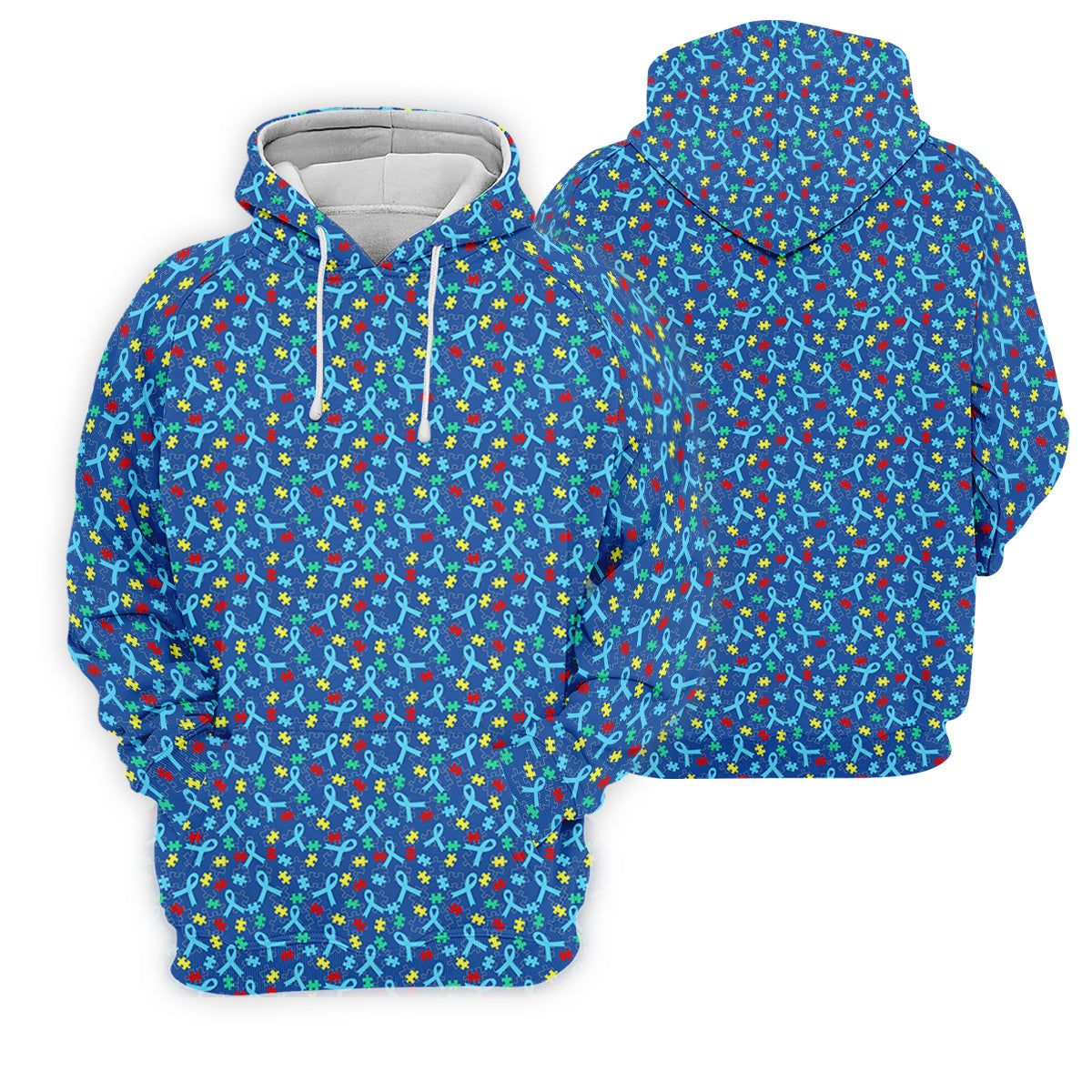 Autism Awareness Ribbon And Colorful Puzzles Blue Golf Shirt, Women's Golf Tops, Ladies Golf Shirts
