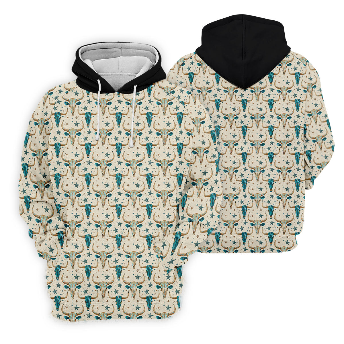 Cow Skulls Turquoise And Beige Western Theme Women Golf Top, Ladies Golf Shirts, Golf Shirt For Women