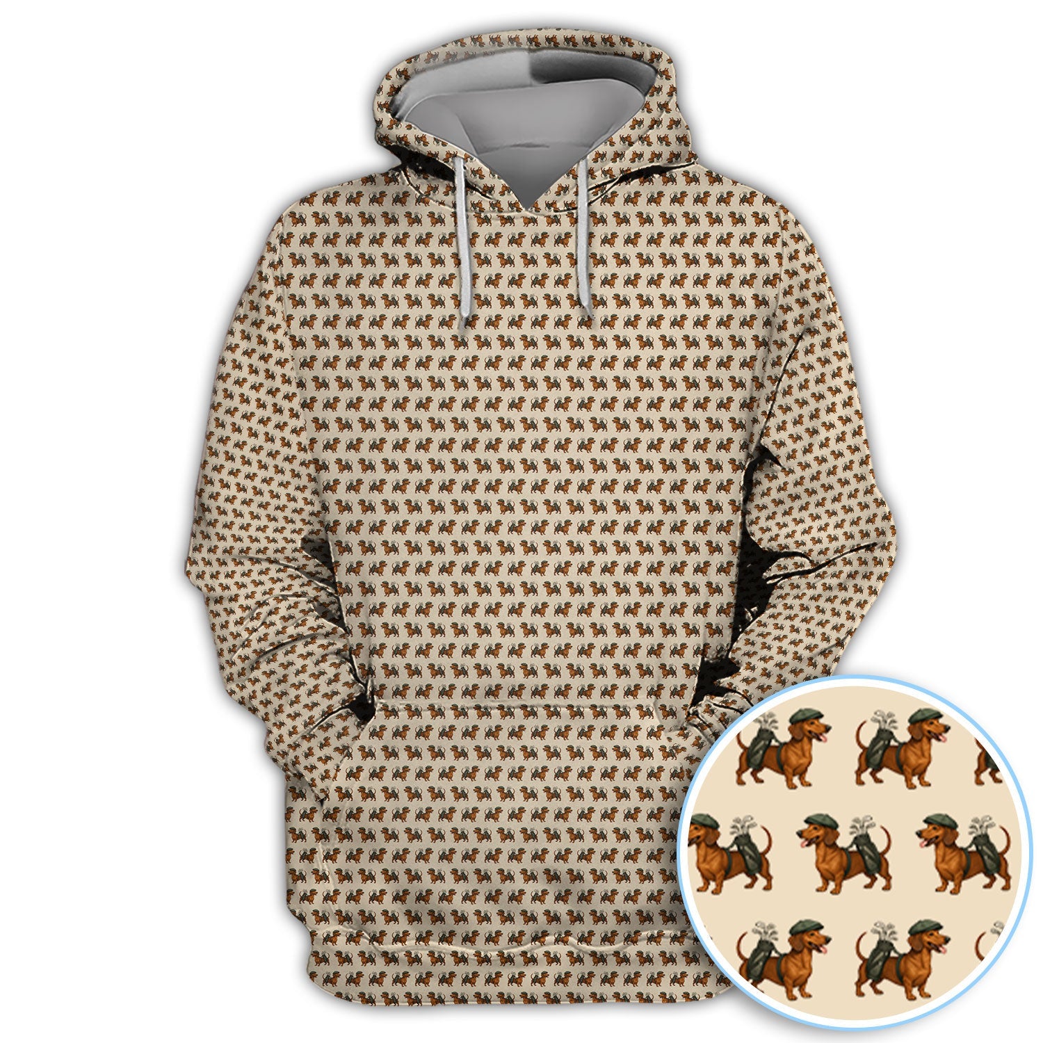 Dachshund Pattern Golf Polos, Crazy Dachshund Golf Shirt For Men, Funny Golf Shirt