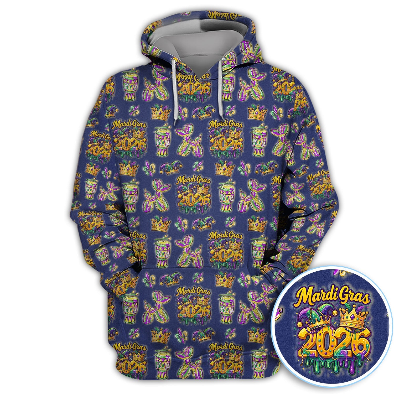 Mardi Gras 2026 Golf Polos For Golfer, Festive Crown Mask Pattern Golf Shirt, Golf Gift For Men