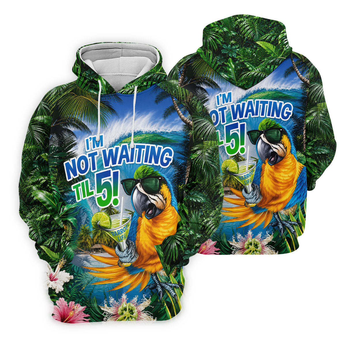 Parrot Life Not Waiting Til 5 Tropical Golf Shirt, Golf Tops For Women, Women’s Golf Apparel, Printed Golf Shirt