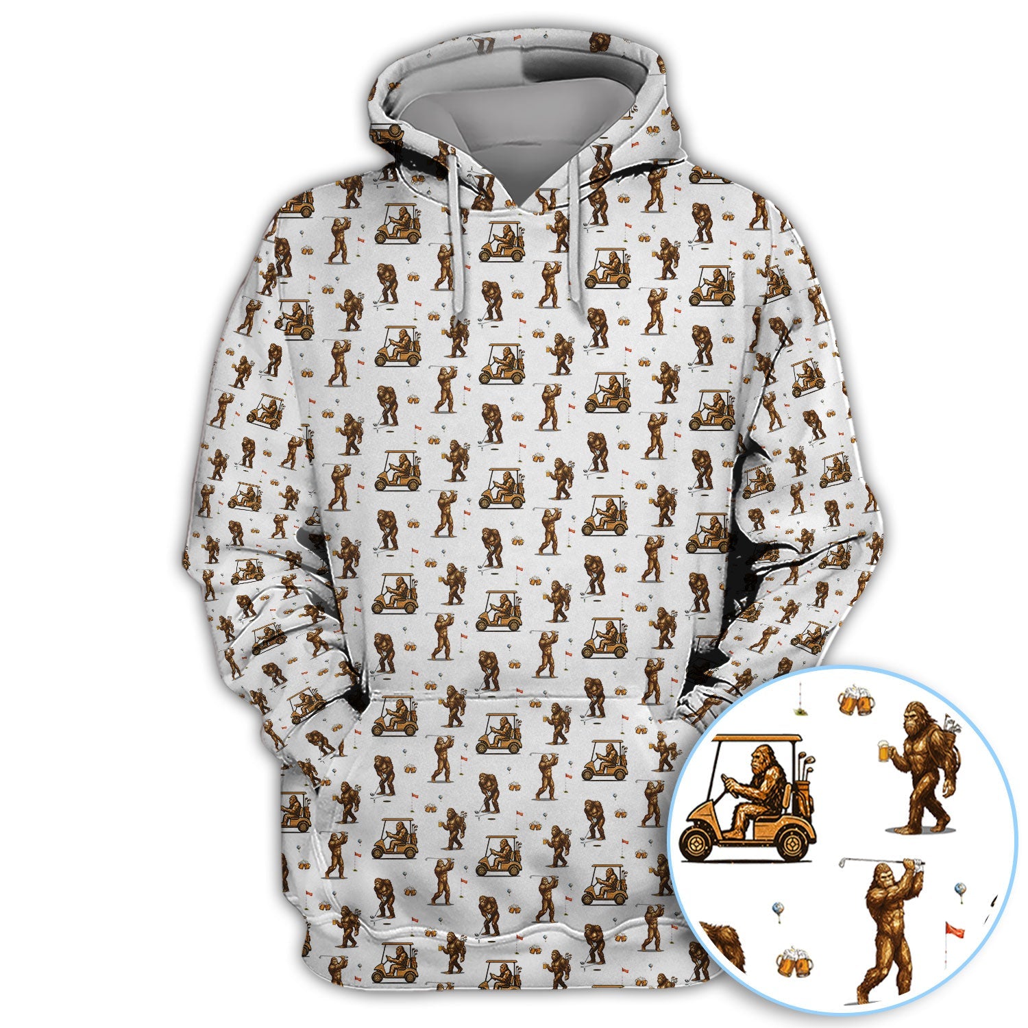 Funny Bigfoot Golf Shirt, Squatch Bigfoot And Beer Pattern Golf  Polos, Crazy Golf Gift For Golfer