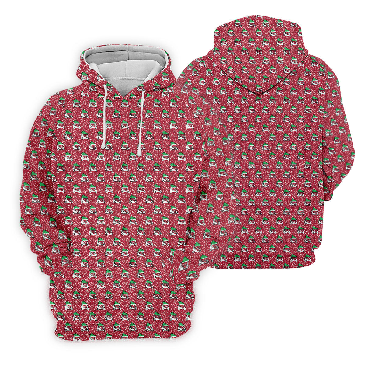 Christmas Golf Cart Pattern Red Women's Golf Tops, Christmas Golf Shirt, Polo ShirtFor Women