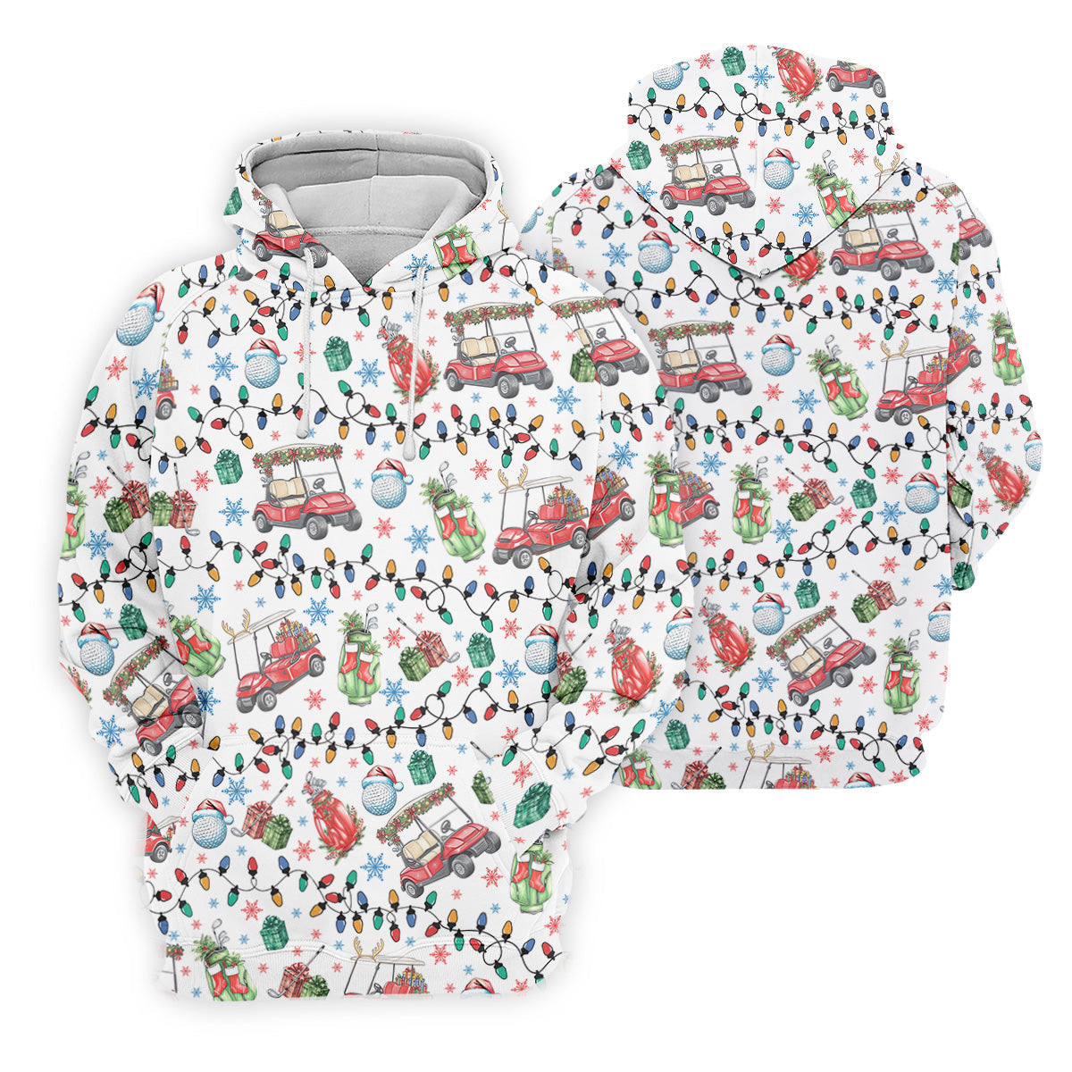 Golf Cart Christmas Lights Women's Golf Tops, Christmas Golf Shirt, Ladies Golf Polos, Golf Lover Xmas Gift