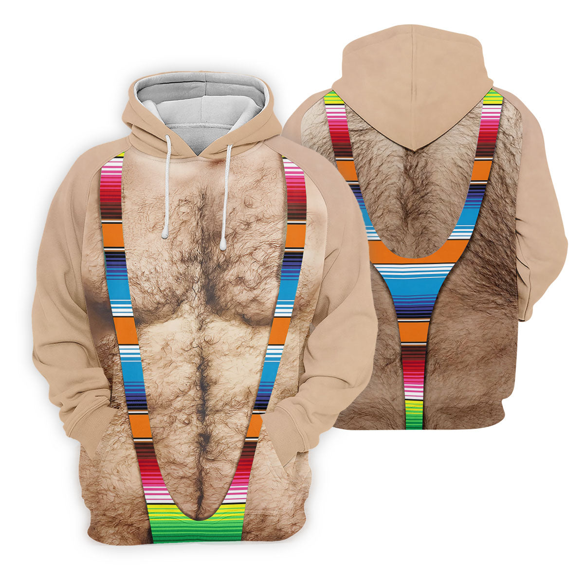 Hairy Body Serape Pattern Funny Cinco De Mayo Ladies Golf Tops, Golf Shirt For Women