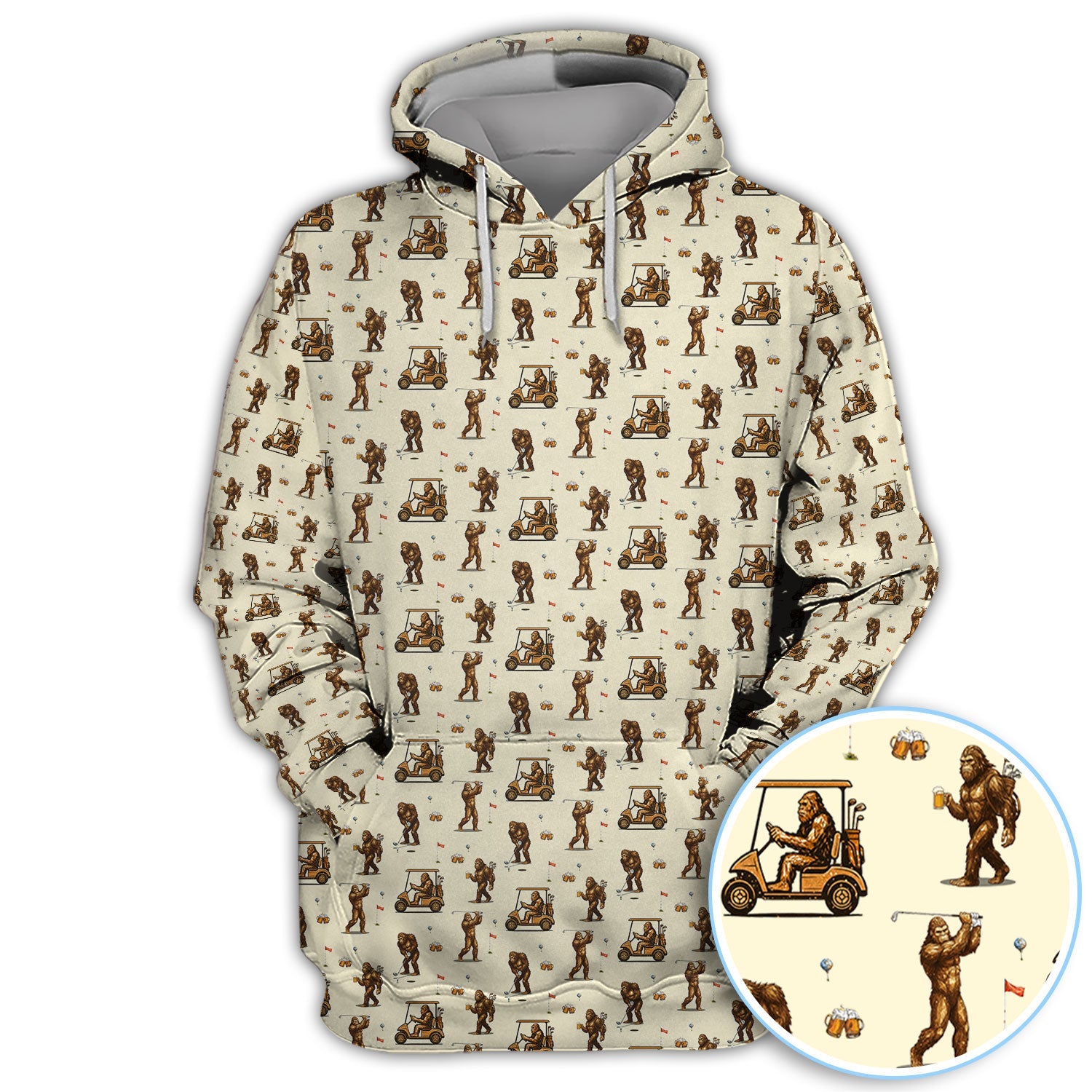 Funny Bigfoot Golf Shirt, Squatch Bigfoot And Beer Pattern Golf  Polos, Crazy Golf Gift For Golfer