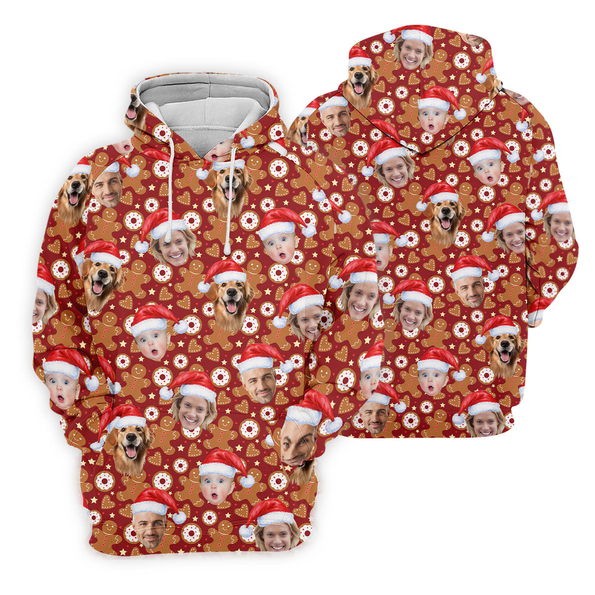 Custom Face Gingerbread Man Christmas Red Golf Shirt, Christmas Golf Shirt, Golf Gifts For Women