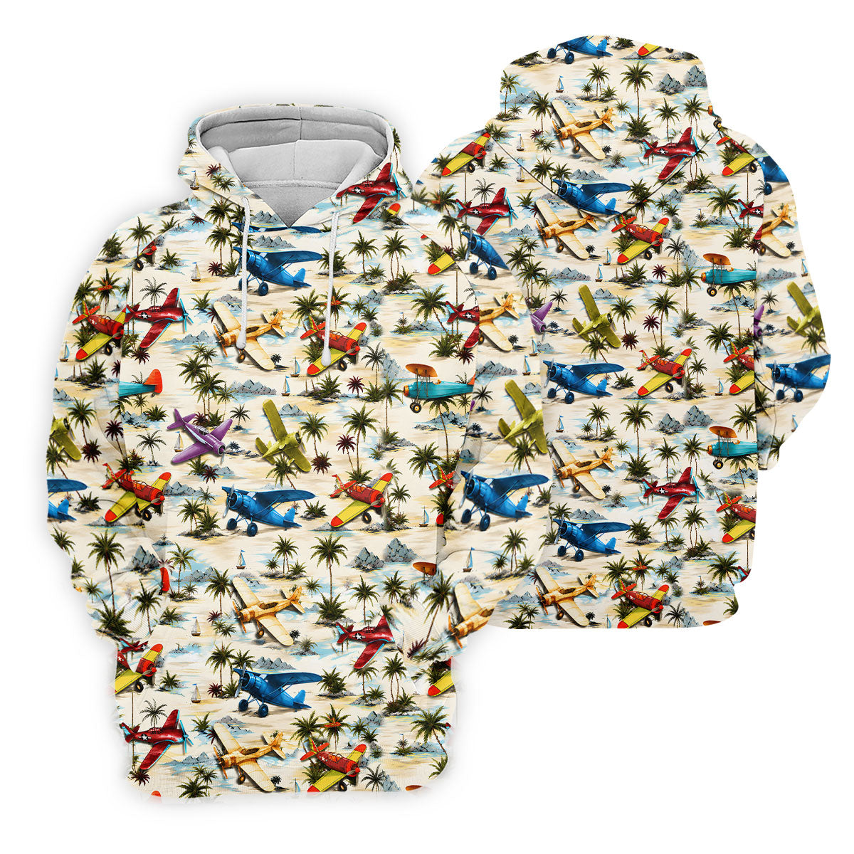 Vintage Airplane Hawaiian Golf Shirt, Tropical Aircraft Pattern, Polo Shirts For Women