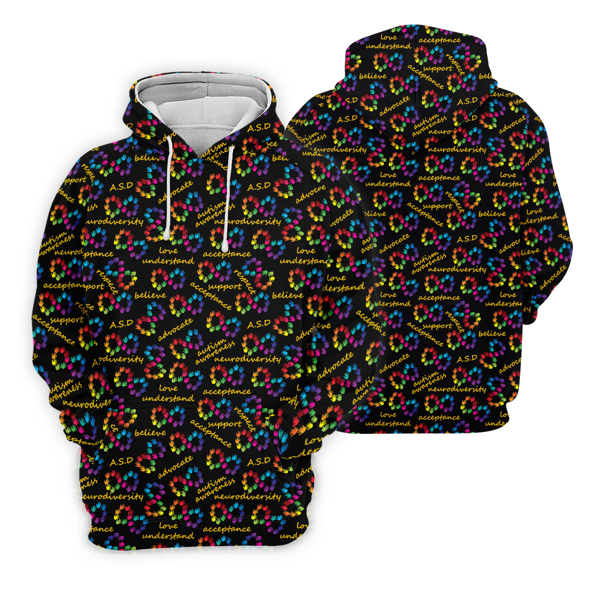 Rainbow Infinity Symbol Autism Awareness Colorful Handprint Women's Golf Tops, Ladies Golf Shirts