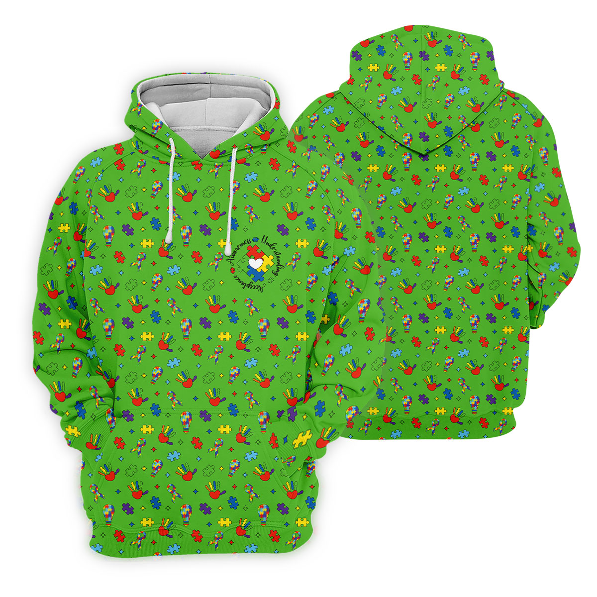 Awareness Understanding Acceptance Autism Ribbon Green Golf Shirt, Autism Awareness Colors Women's Golf Tops