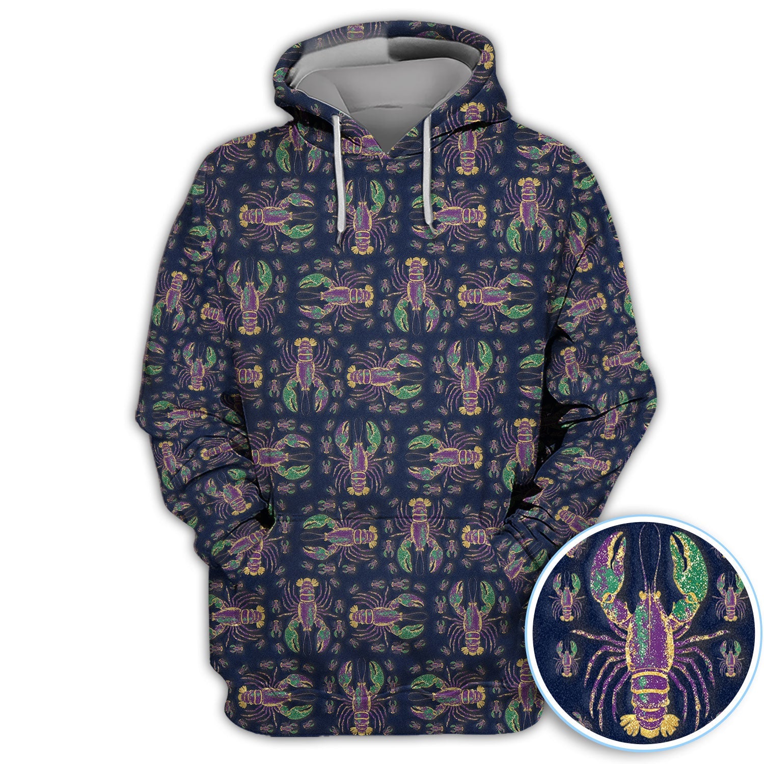 Louisiana Crawfish Pattern Golf Shirt, Mardi Gras Golf Polos For Golfer