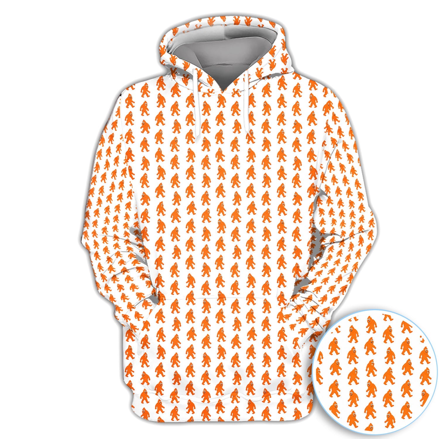 Funny Orange Bigfoot Golf Pattern Shirt, Sasquatch Golf Shirt For Men, Cryptid Lover Gift