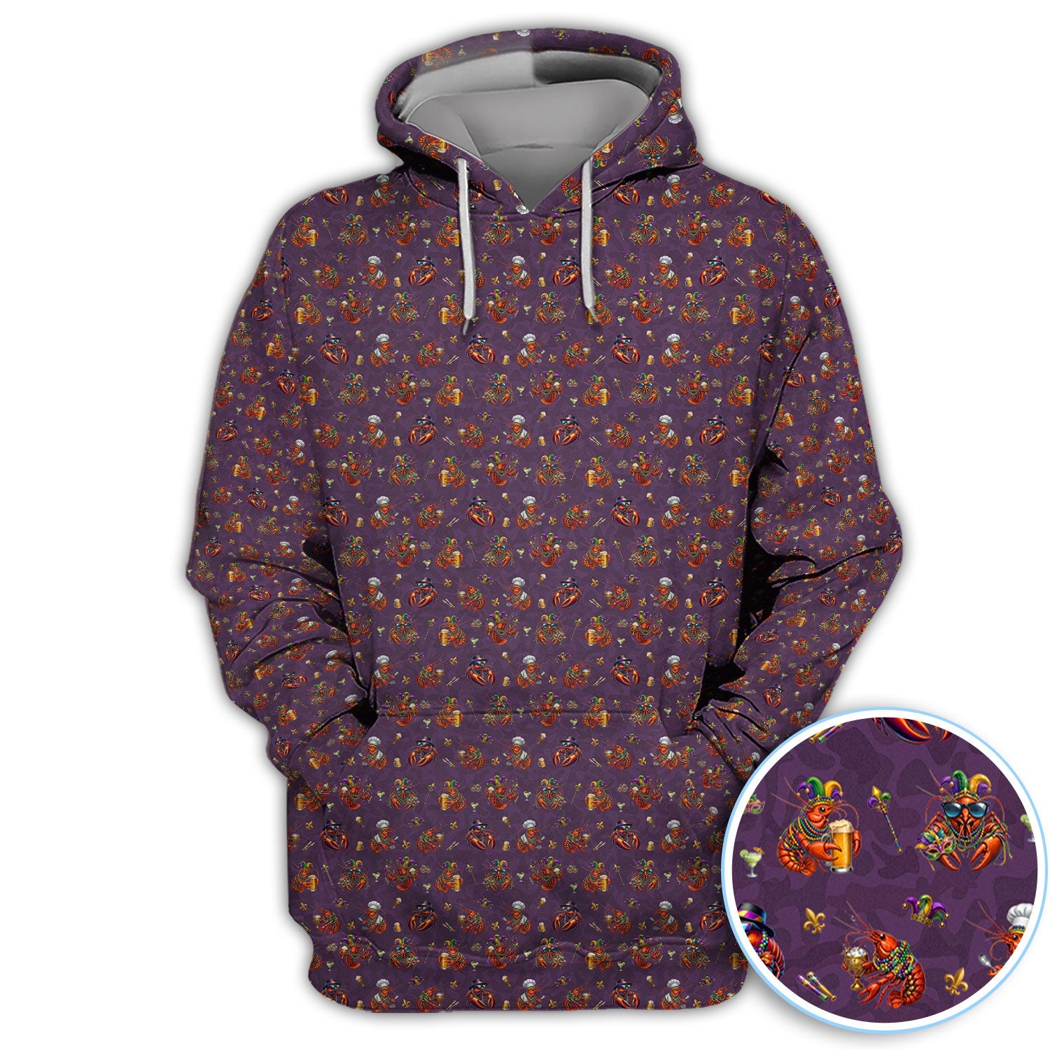 Funny Crawfish Mardi Gras Pattern Golf Shirt, Beer Crawdad Golf Polos For Golfer, Golf Gift For Men