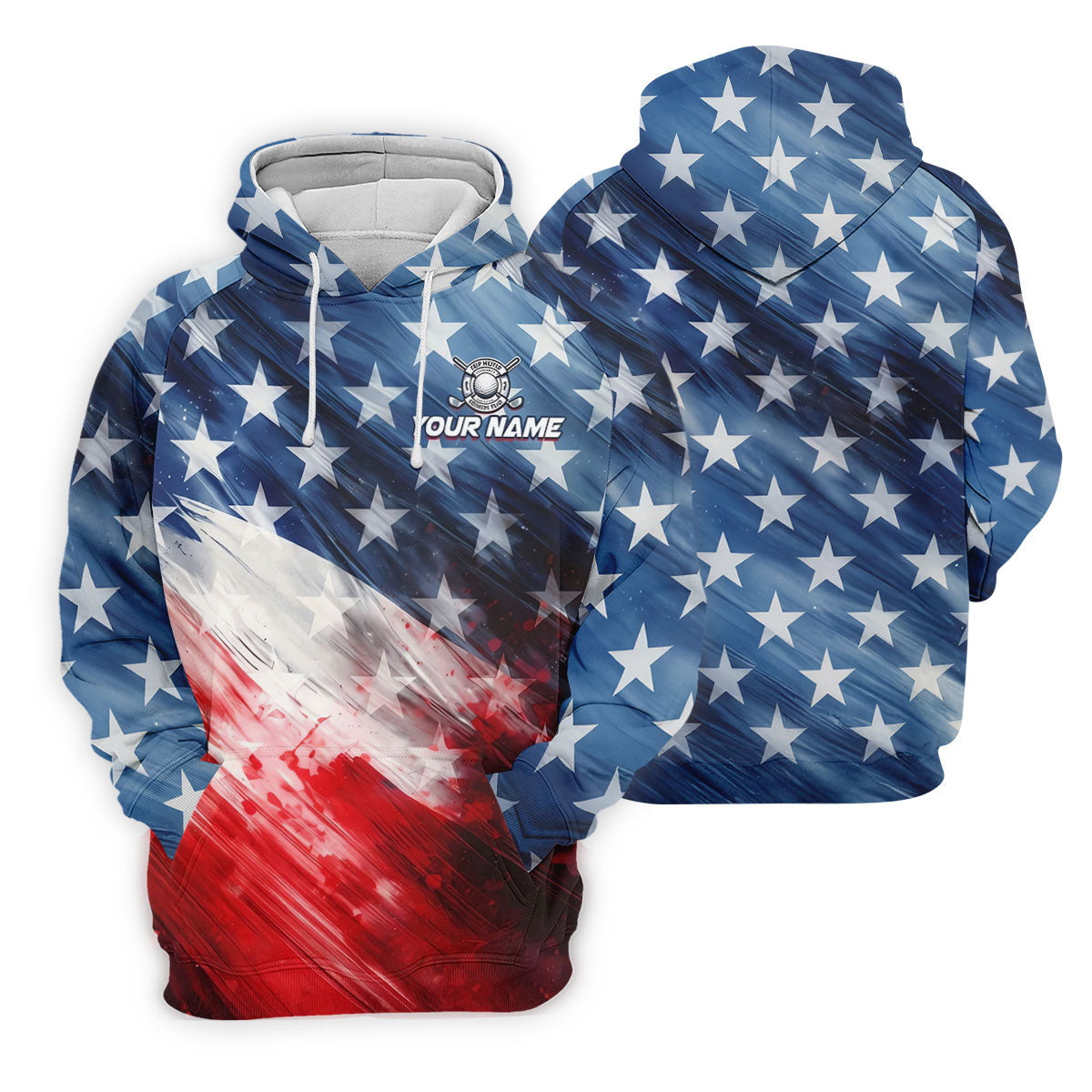 Red White Blue Gradient Art 4th Of July Patriotic Golf Shirt, 250 Years Golf Shirts For Men
