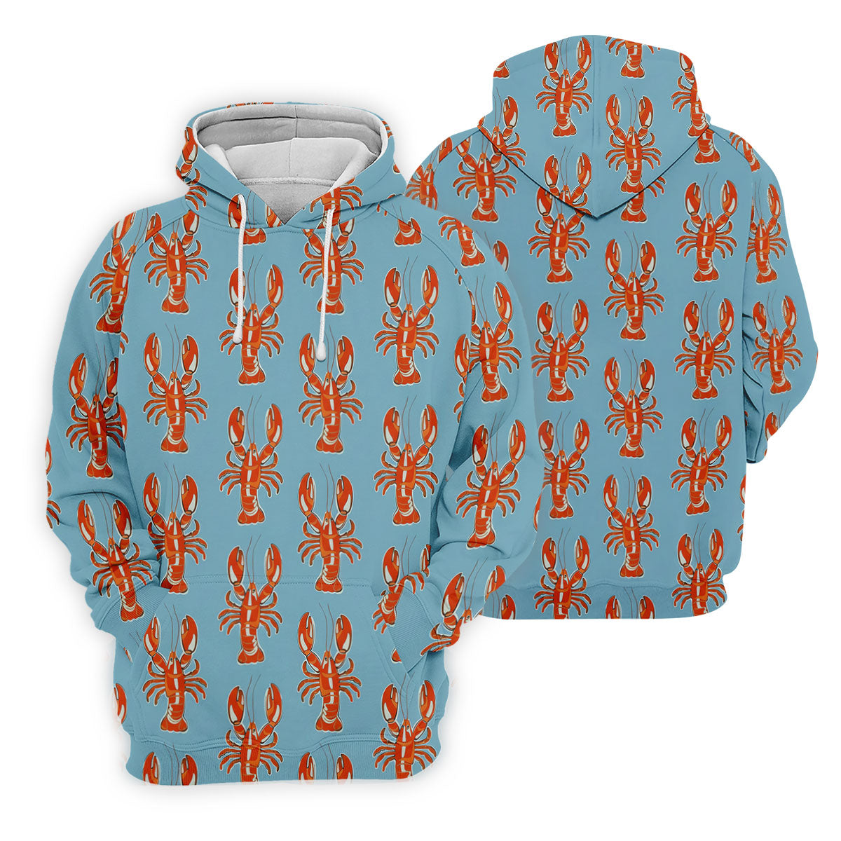 Orange Lobsters Light Blue Mardi Gras Golf Shirt, Women's Golf Shirts, Women's Golf Tops, Ladies Golf Shirts