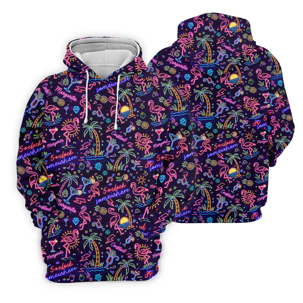 Tropical Theme Neon Pattern Black Golf Shirt, Women's Golf Tops, Golf Shirt For Women, Ladies Golf Shirts