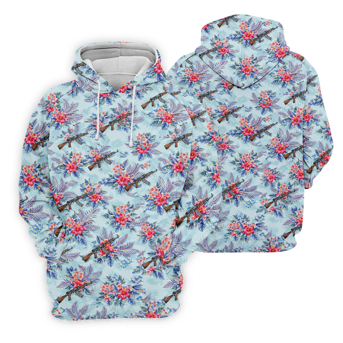 Hawaiian Floral Military Theme Light Blue Golf Shirt, Ladies Golf Shirts, Women's Polo Shirt