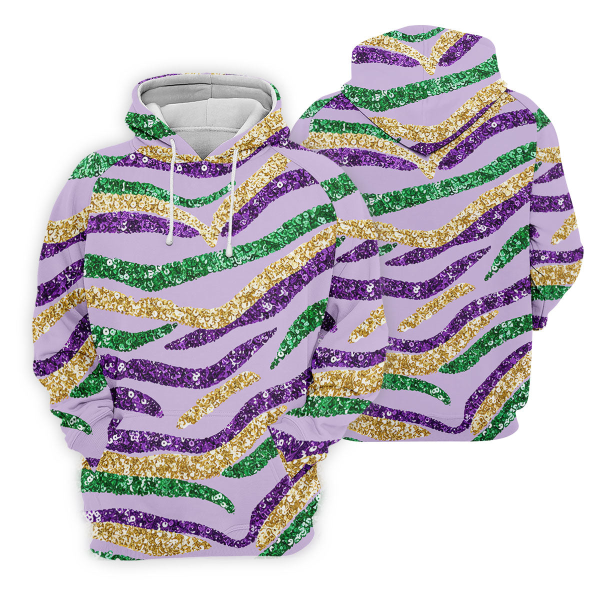 Purple Green Gold Sequin Pattern Light Purple Mardi Gras Golf Shirt, Women's Golf Tops, Ladies Golf Shirts