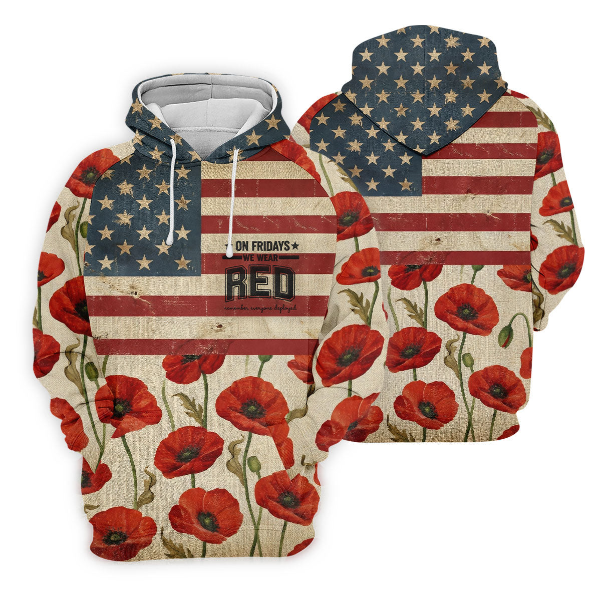 On Fridays We Wear RED Poppies US Flag Golf Shirts, 250 Years Patriotic Golf Shirts For Men