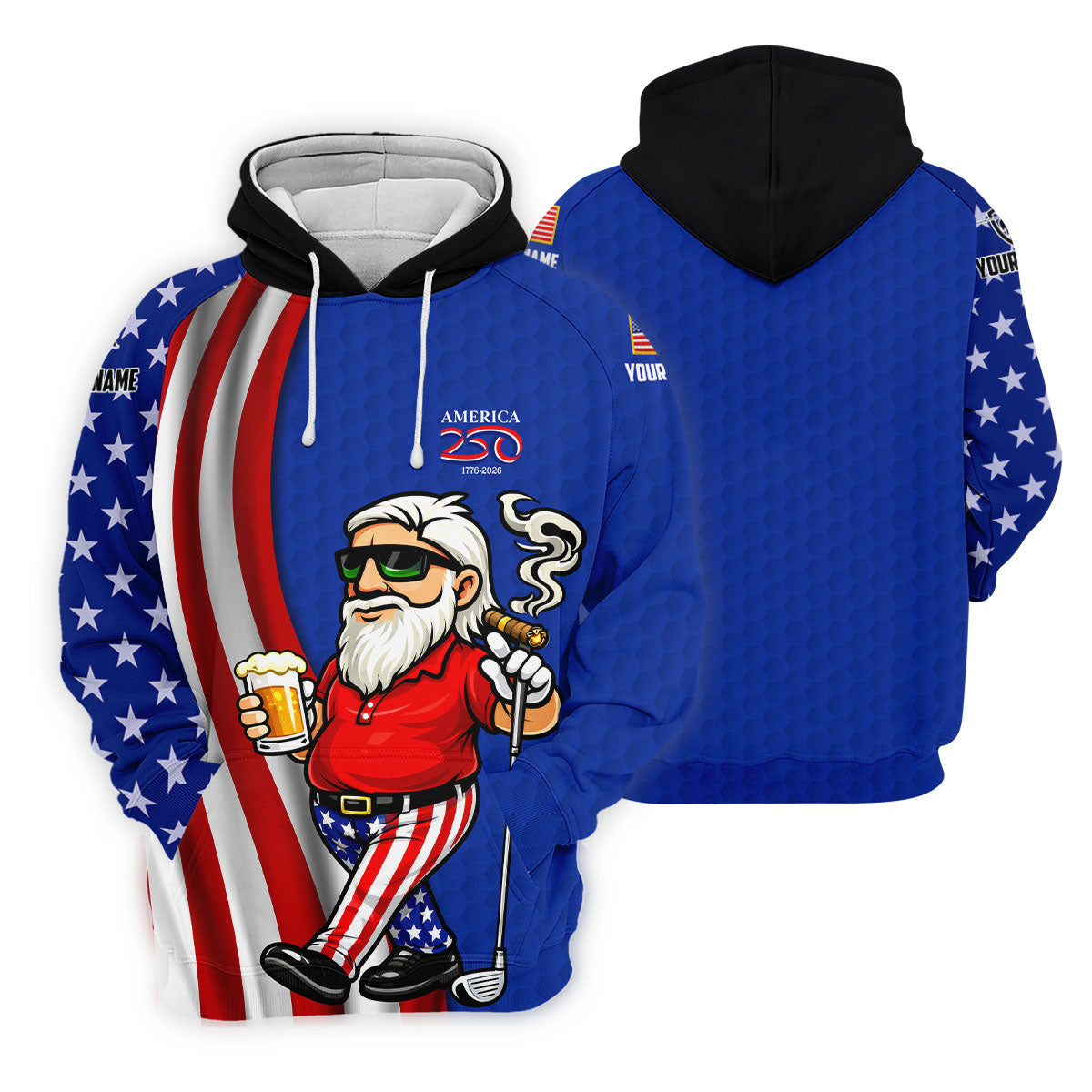 America 250 Patriotic Man 4th Of July Navy Golf Shirt, Golf And Beer Women's Golf Tops