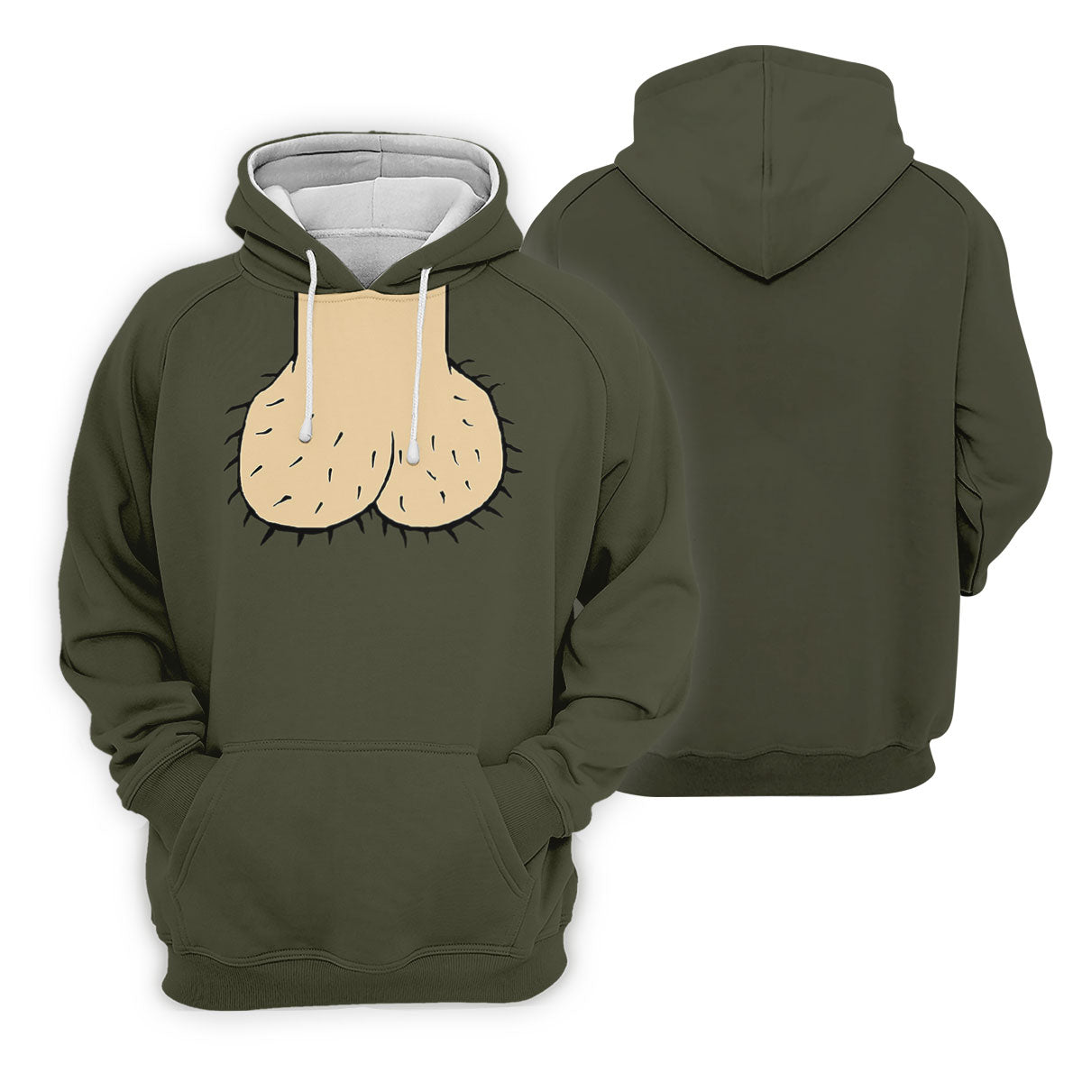 Olive Green Funny Dickhead Faux Chest Golf Shirt, Polo Shirts For Men, Golf Apparel For Men