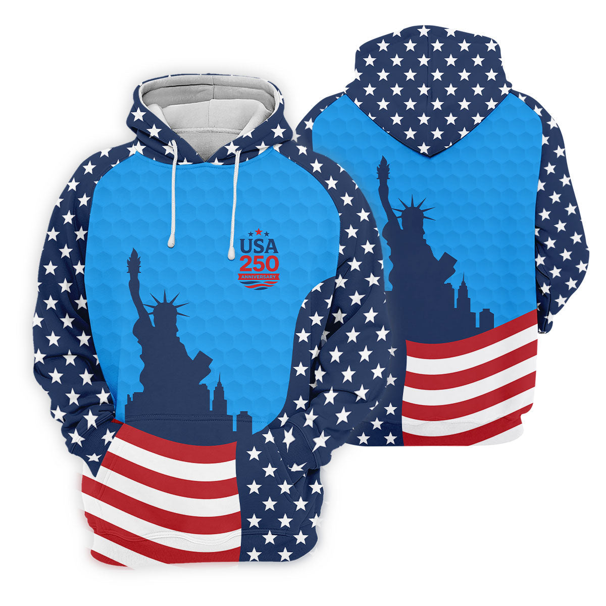 USA 250 Anniversary Statue Of Liberty Blue Golf Shirt, Patriotic Golf Shirt, 4th Of July Women's Golf Tops