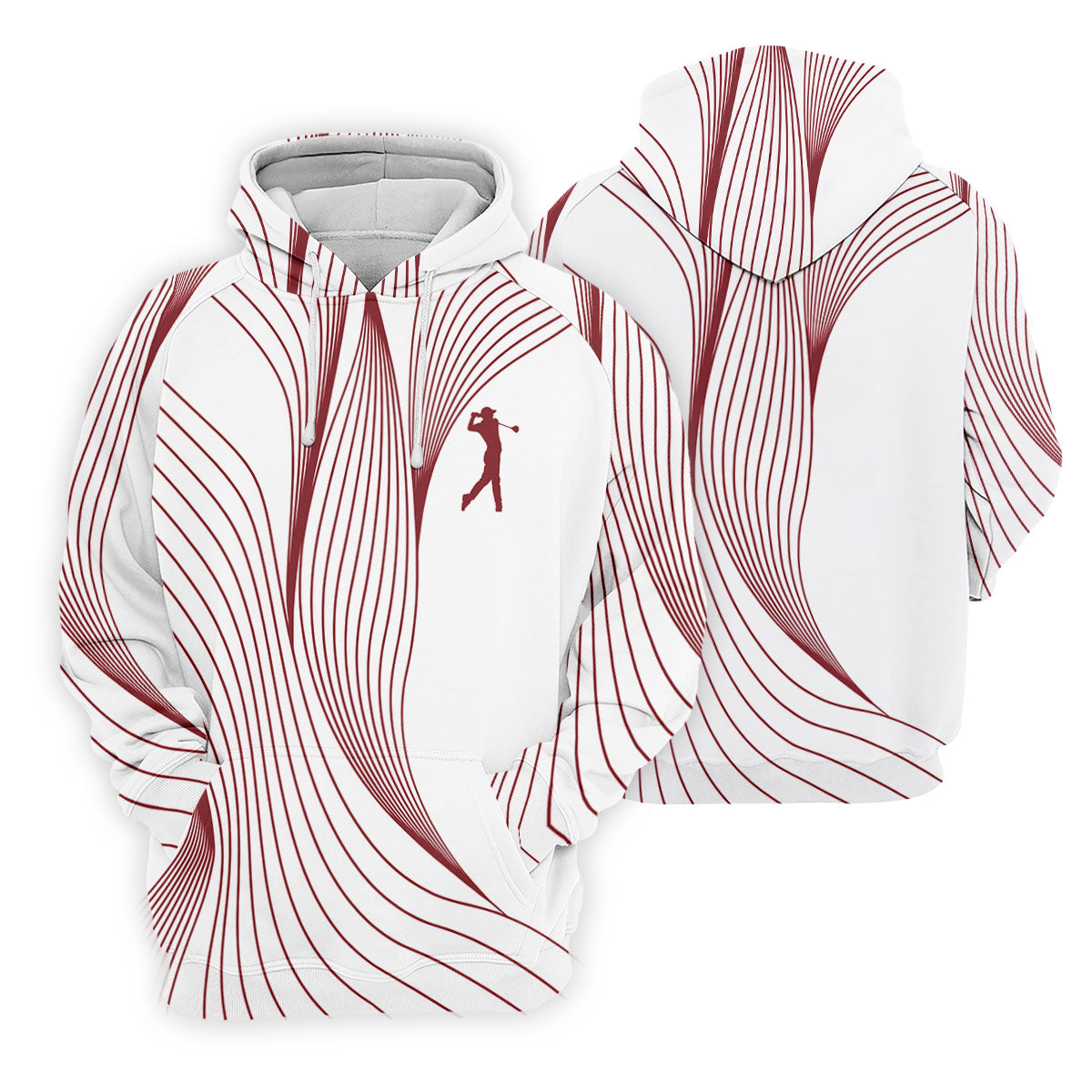 Geometric Line Wavy Line Maroon And White Women's Golf Tops, Ladies Golf Shirts, Women's Polo Shirt