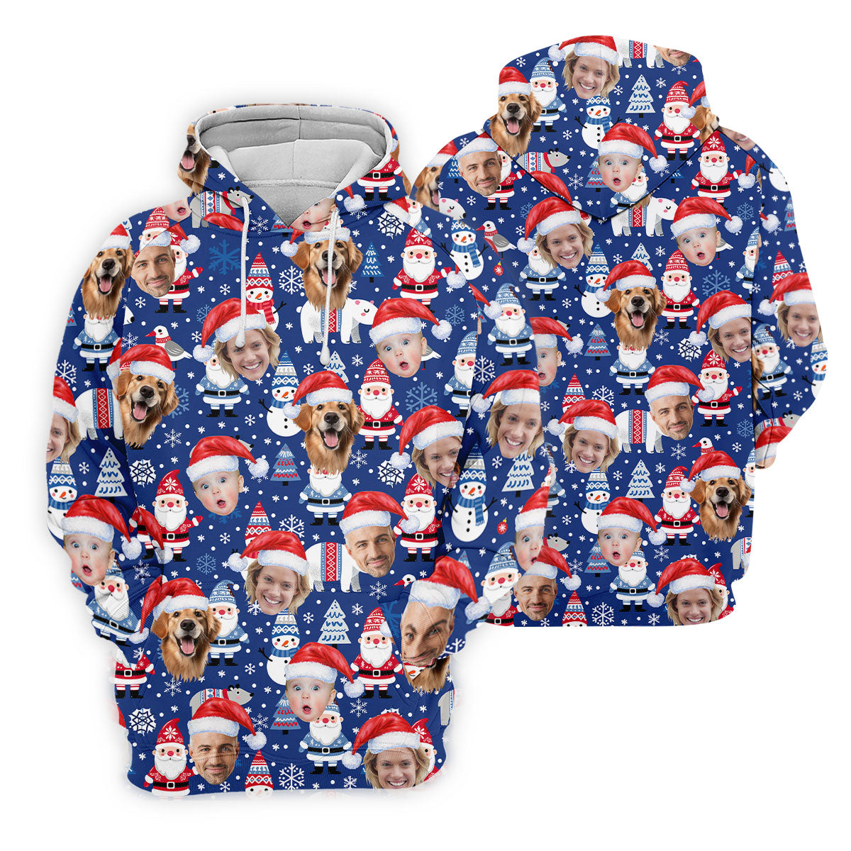 Custom Face Christmas Gnome Pattern Blue Golf Shirt, Christmas Golf Shirt, Women's Golf Tops, Ladies Golf Polos