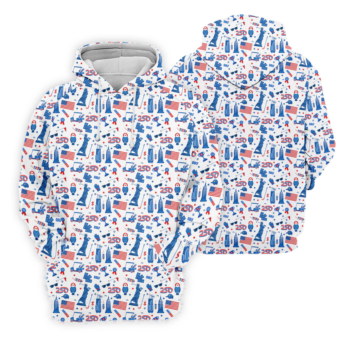 Funny Statue Of Liberty Golf Pose 4th Of July Red White Blue Women Golf Top, 250th Anniversary Patriotic Golf Shirt
