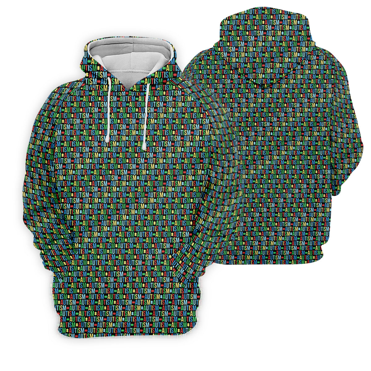 Autism Awareness Colorful Letters Seamless Pattern Ladies Golf Shirts, Golf Shirt For Women