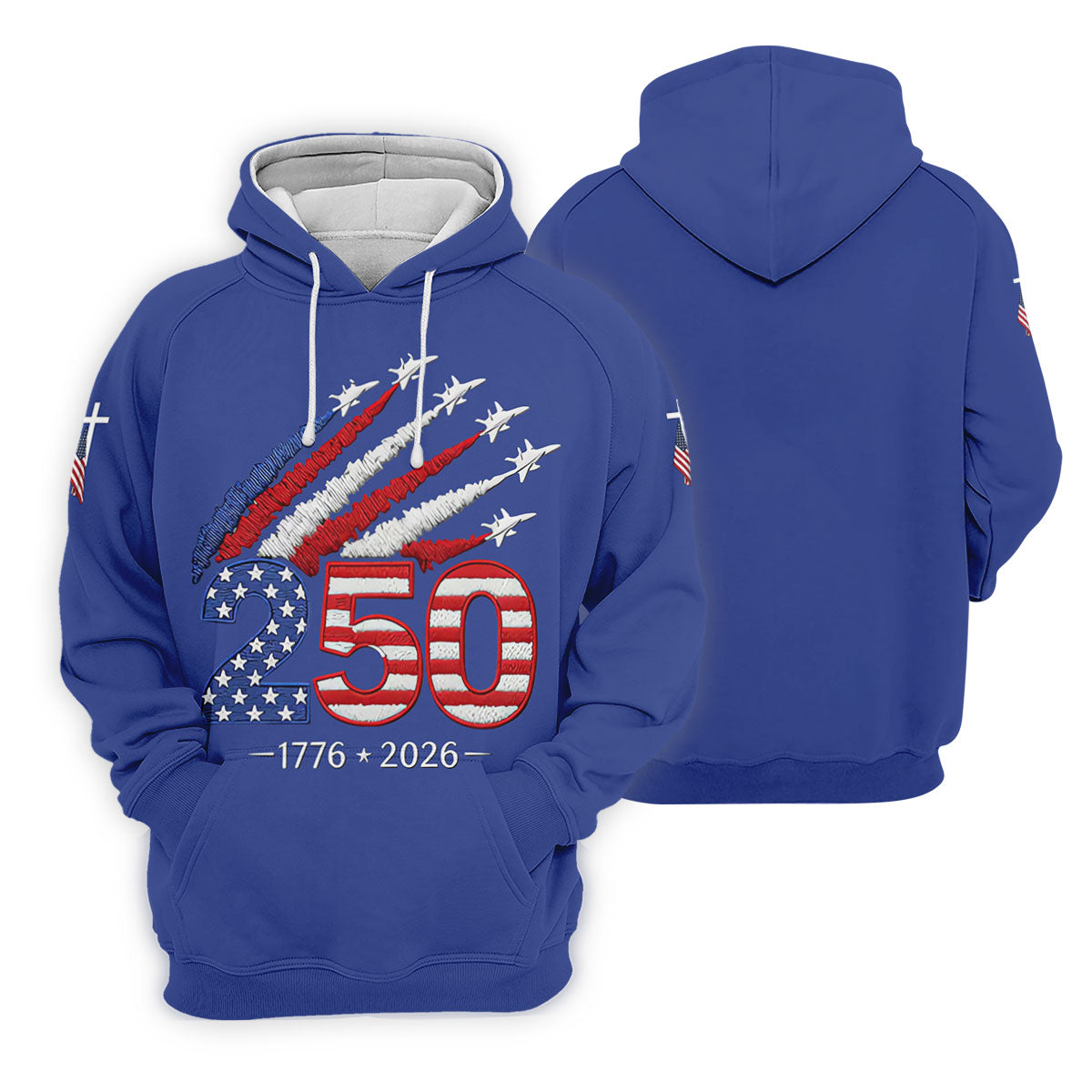 Flying Fighter Jets Faith Cross Patriotic 4th Of July Blue Golf Shirt, 250 Years Golf Shirt For Women