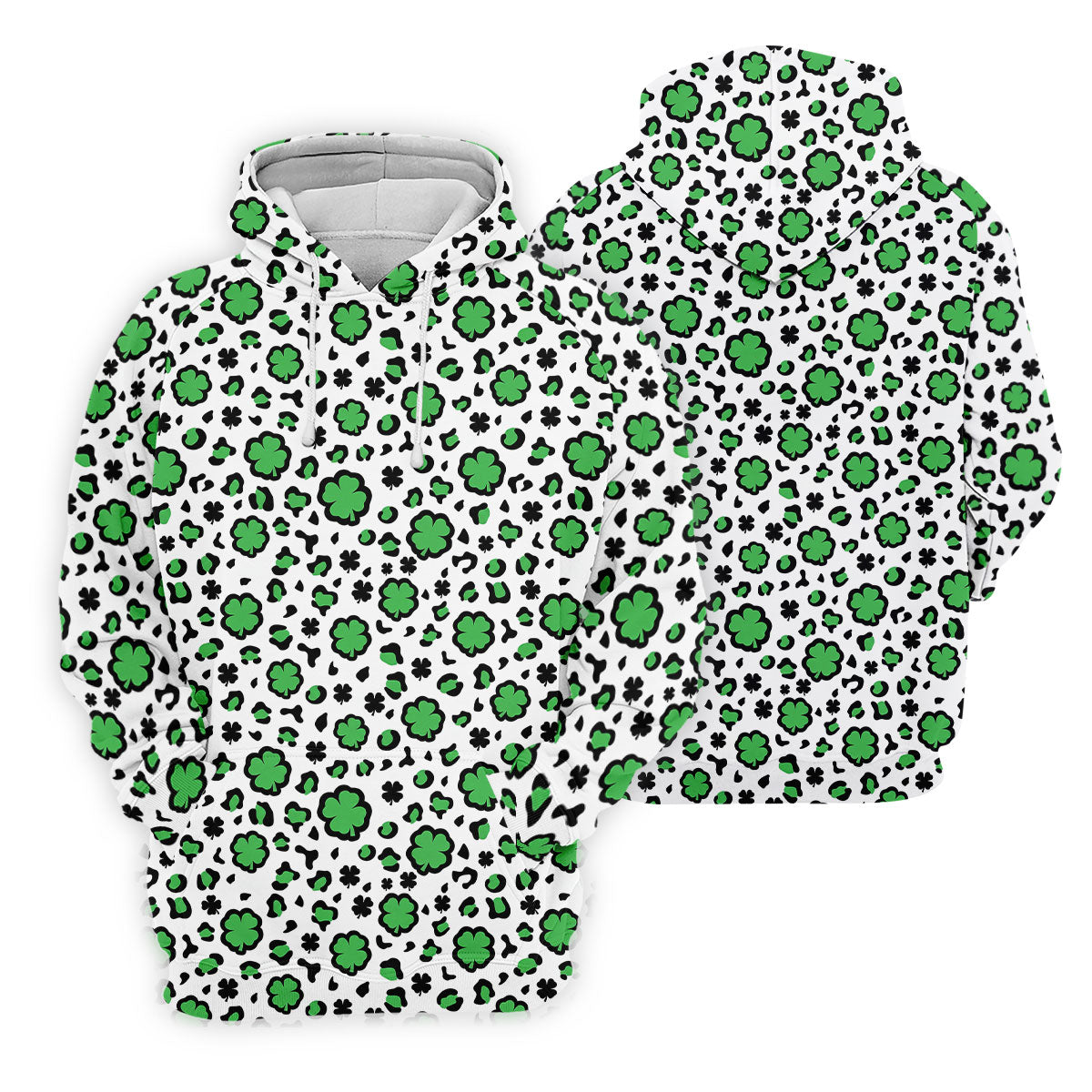 Lucky Four Leaf Clover Leopard Pattern St Patrick's Day Golf Shirt, Women's Golf Tops, Ladies Golf Shirts