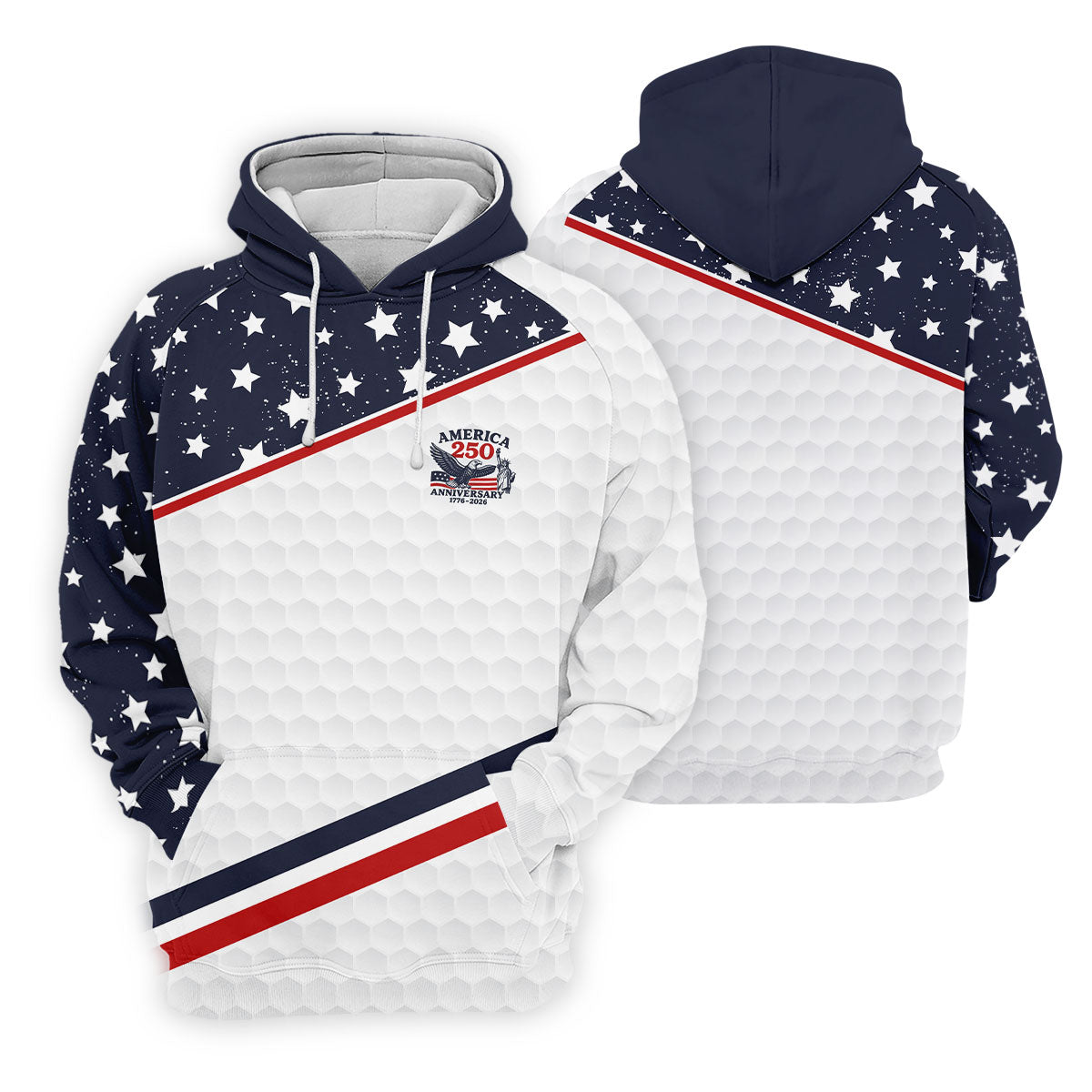 America 250 Anniversary Golf Ball Pattern Retro Golf Shirt, Patriotic 4th Of July Golf Shirt For Women