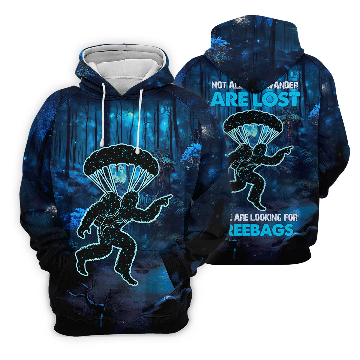 Not All Who Wander Are Lost Some Are Looking For Freebags Funny Bigfoot Skydiving Shirt, Women Skydive Apparel