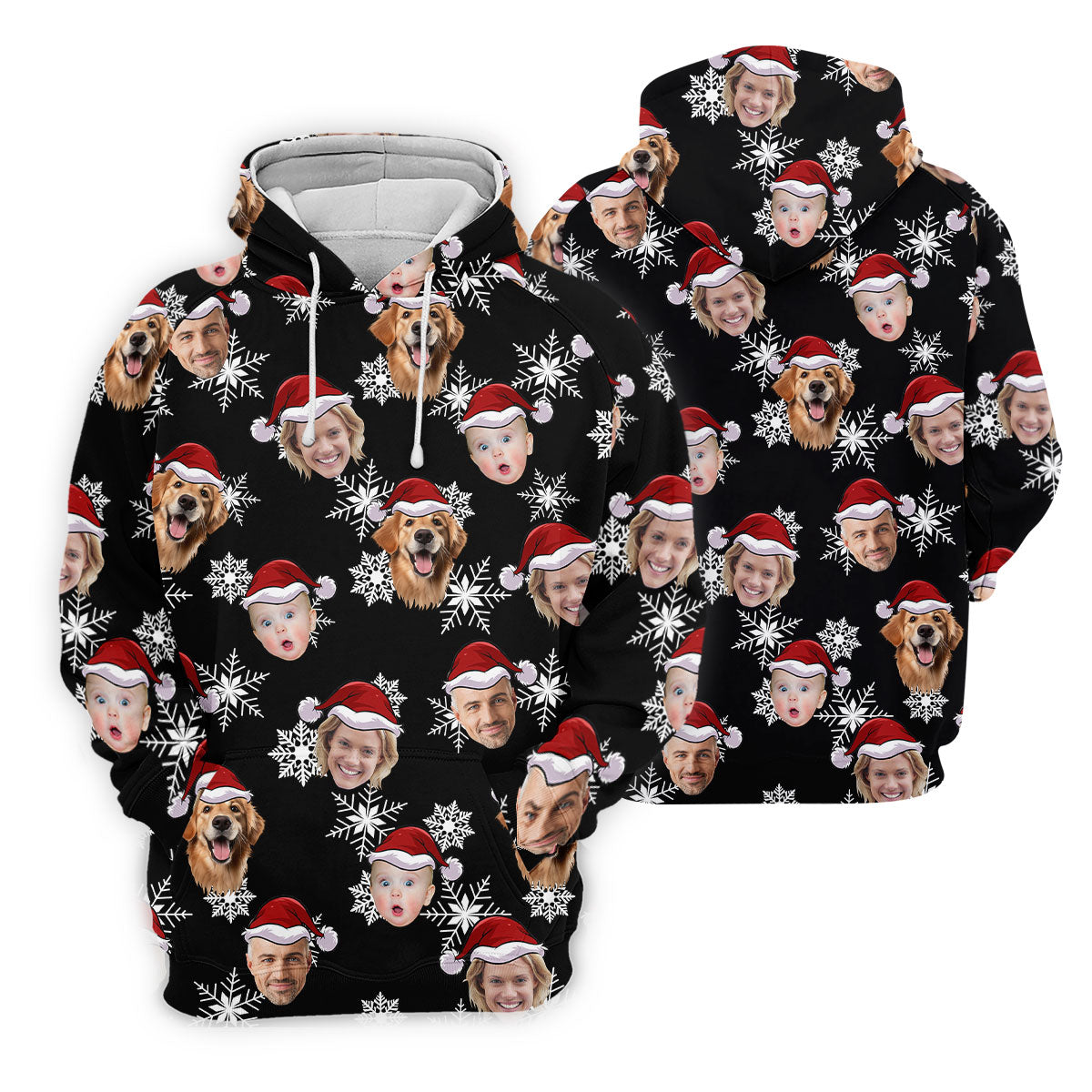 Custom Face Black Christmas Women's Golf Tops, Ladies Golf Shirts, Christmas Golf Gift