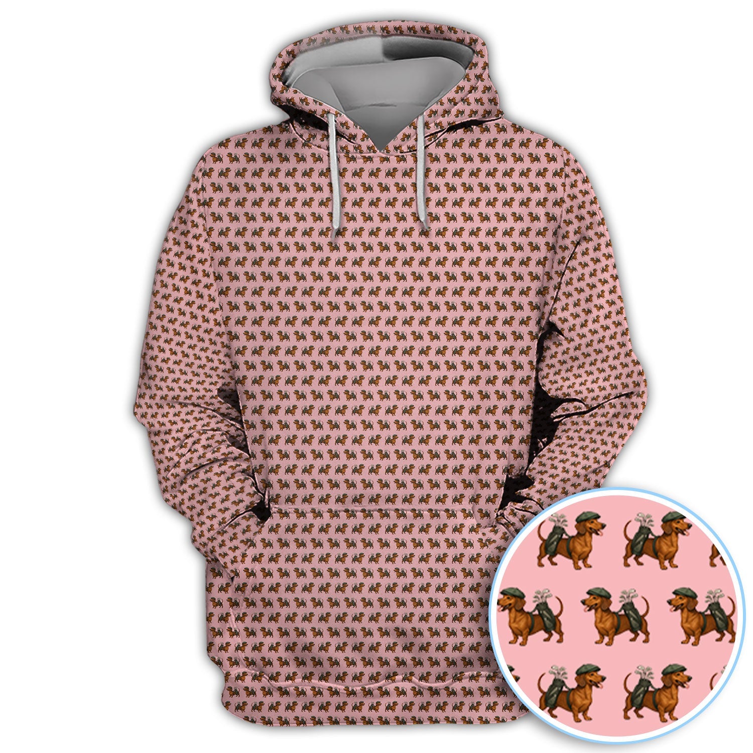Dachshund Pattern Golf Polos, Crazy Dachshund Golf Shirt For Men, Funny Golf Shirt