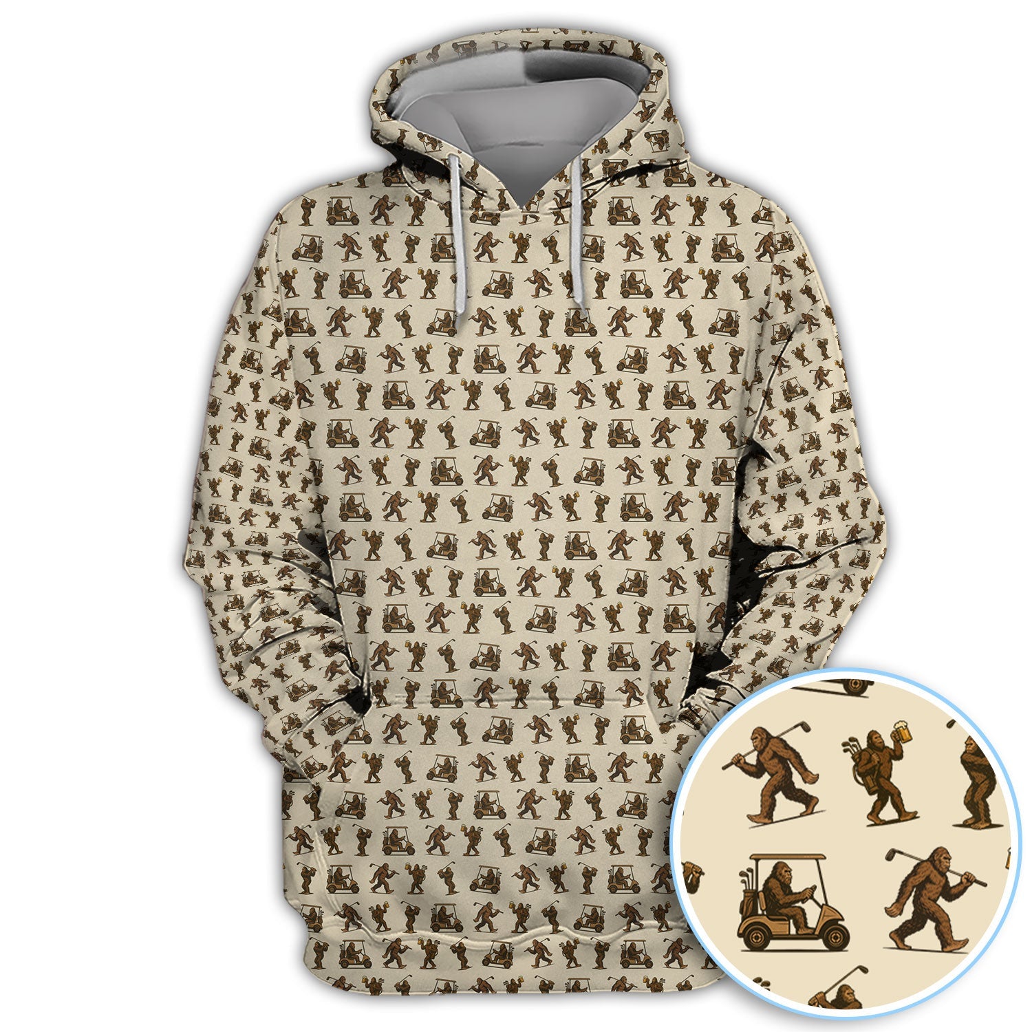 Funny Golf Pattern Shirt, Bigfoot Golf Shirt For Men, Crazy Golf Gift For Golfer