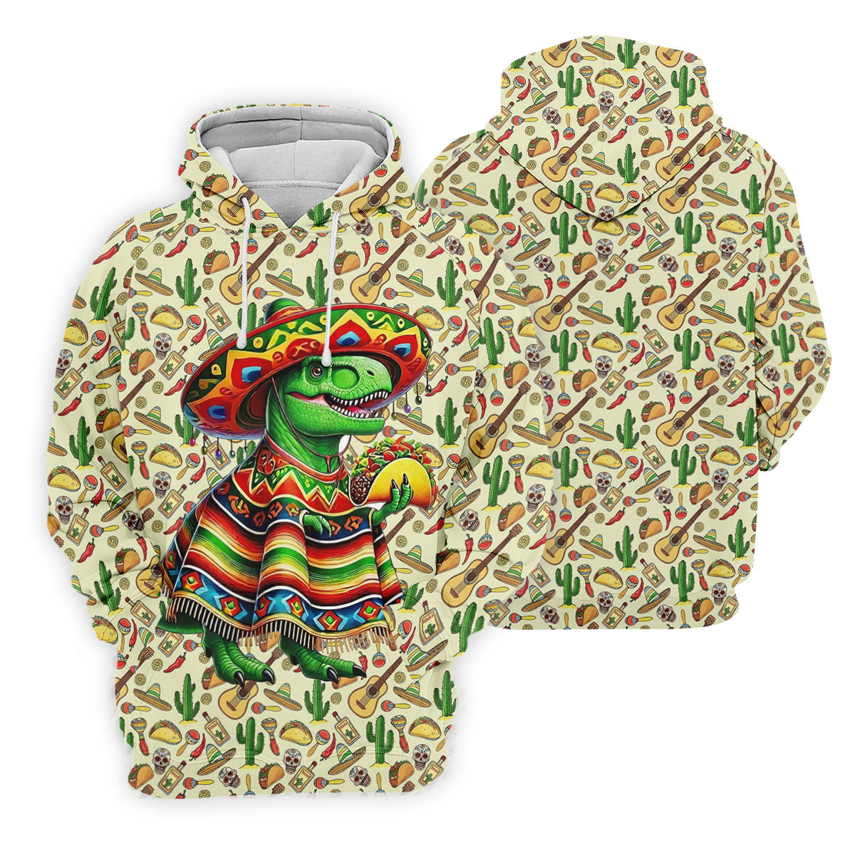 Dinosaur Taco Fiesta Time Golf Tops For Men, Cinco De Mayo Celebration Golf Shirts For Men