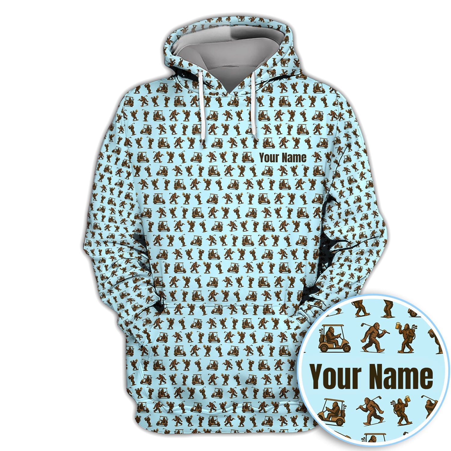 Personalized Bigfoot Golf Polos, Sasquatch Pattern Golf Shirt For Men, Crazy Golf Shirt