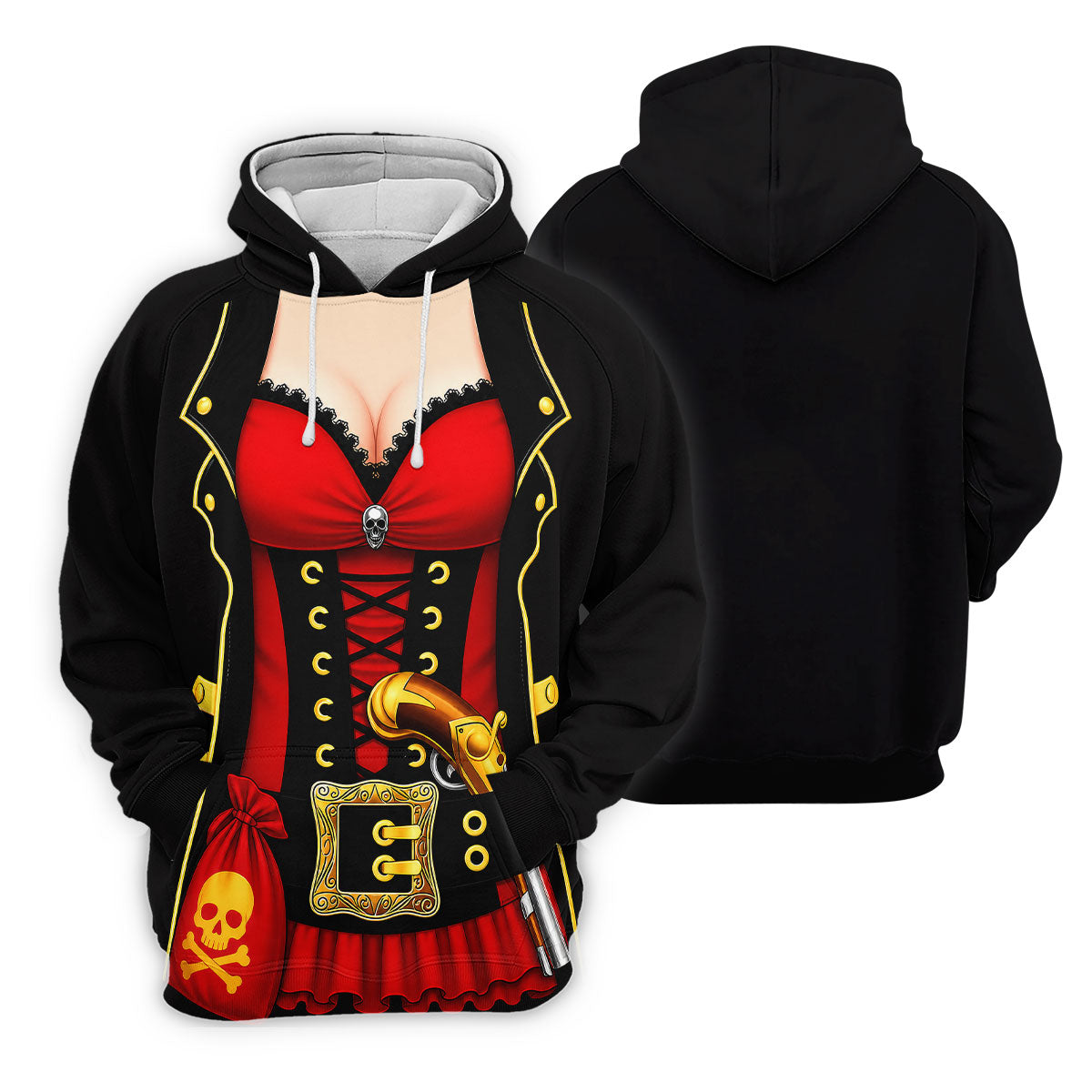 Red Corset Pirate Costume Skull Belt Golf Shirt, Women’s Golf Polo, Ladies Golf Tops, Printed Golf Shirt