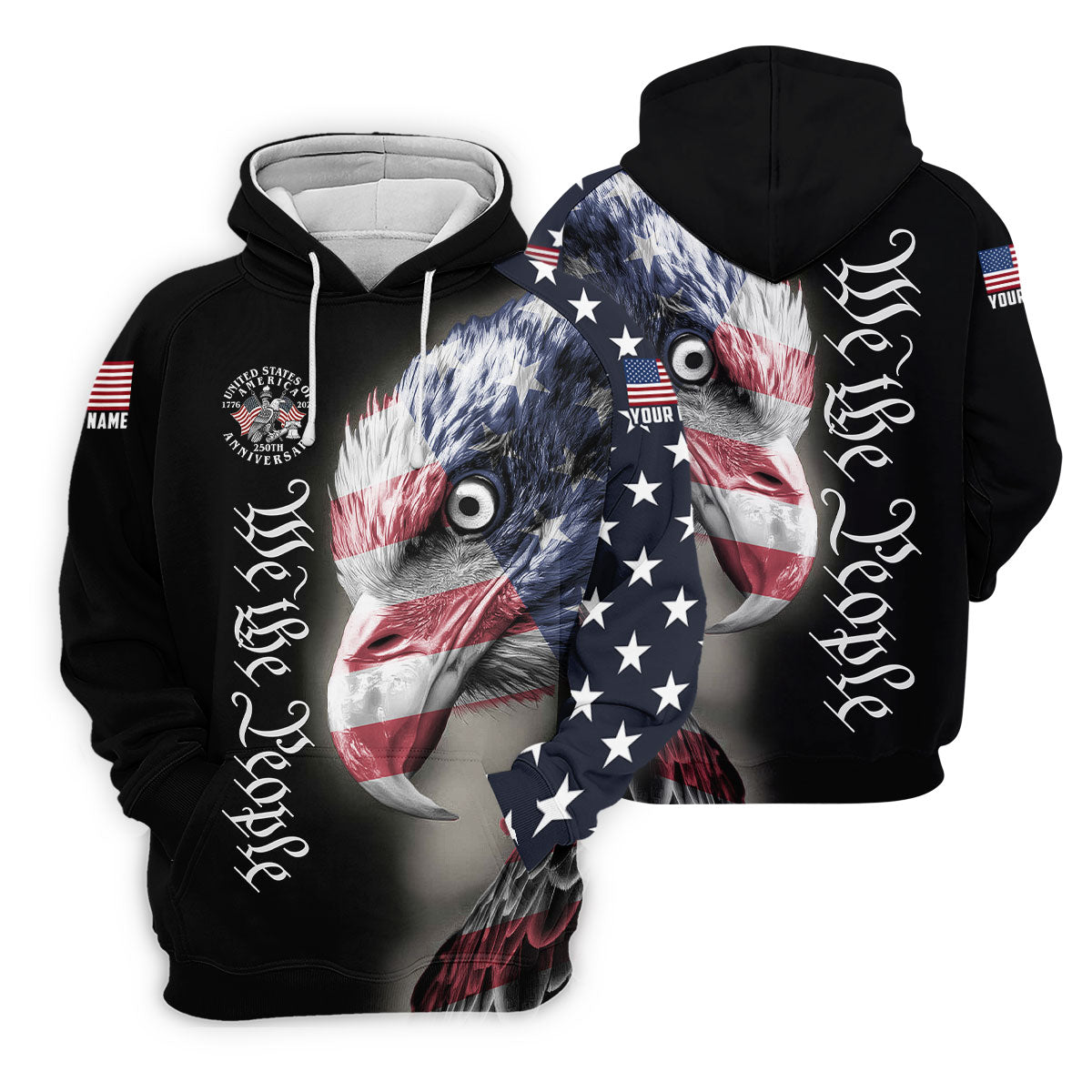 We The People Patriotic Bald Eagle American Flag Golf Shirt, 4th Of July Golf Shirt For Women