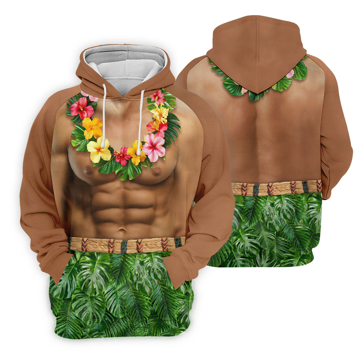 Floral Lei Tropical Theme Party Funny Costume Hawaiian Golf Shirt, Polo Shirts For Men