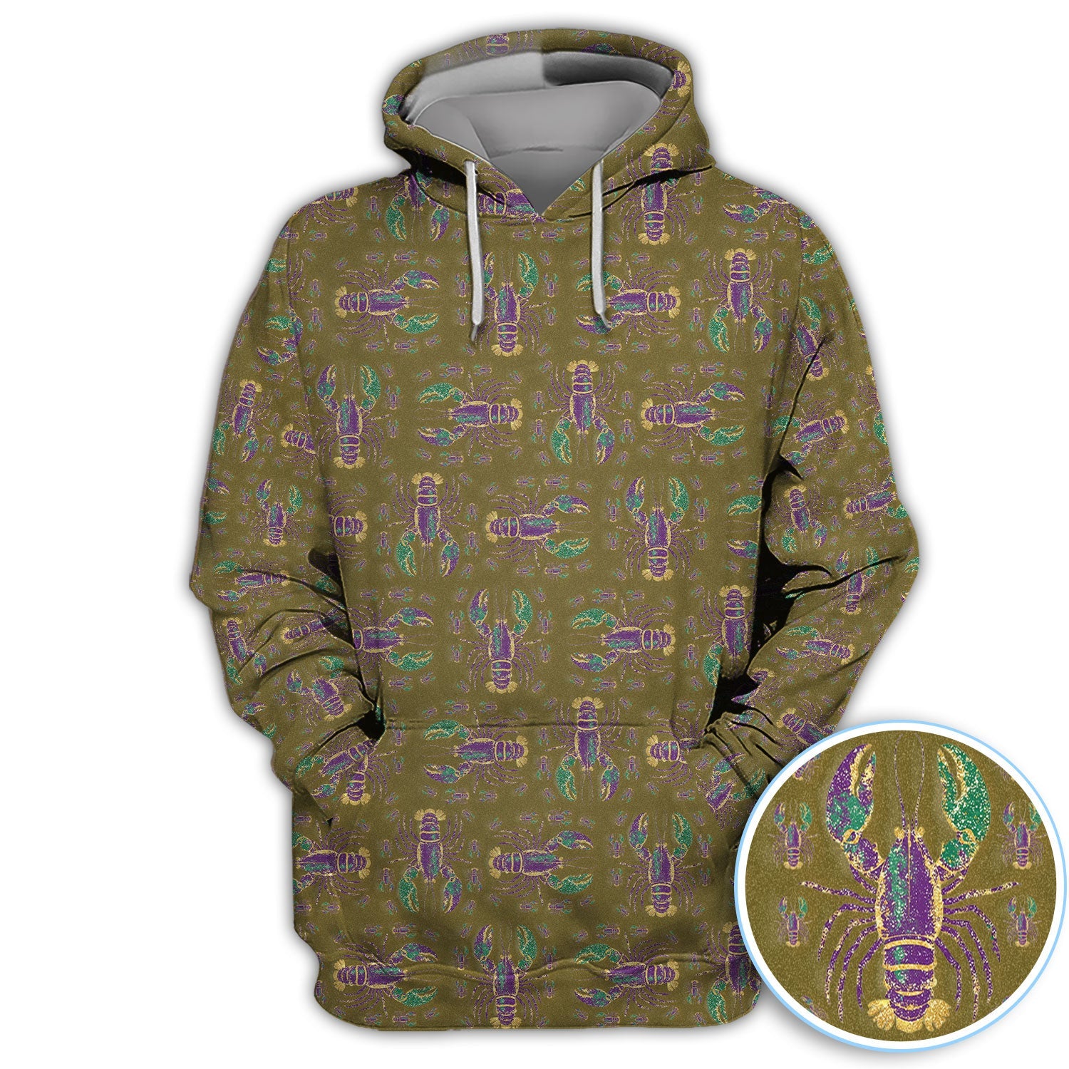 Louisiana Crawfish Pattern Golf Shirt, Mardi Gras Golf Polos For Golfer